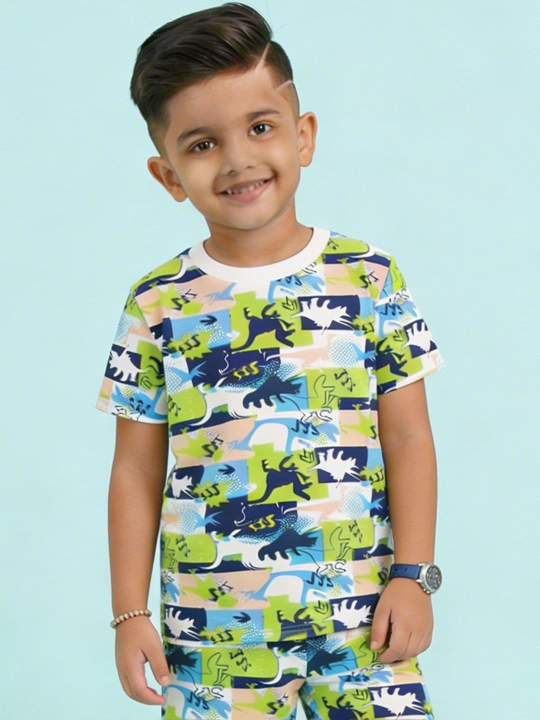 KiddoPanti KiddoPanti Boys Green Cotton Tshirts