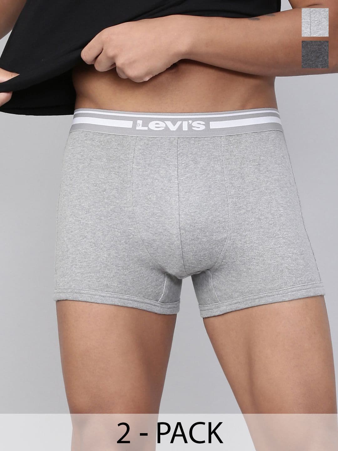 Levis Levis Men Pack of 2 Solid Cotton Rib Ultrasoft Waistband with Shorter Length Trunk