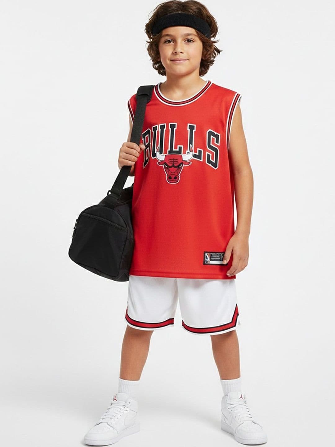 UMILDO UMILDO Boys Brand Logo Chicago Bulls Printed Dri-FIT T-shirt