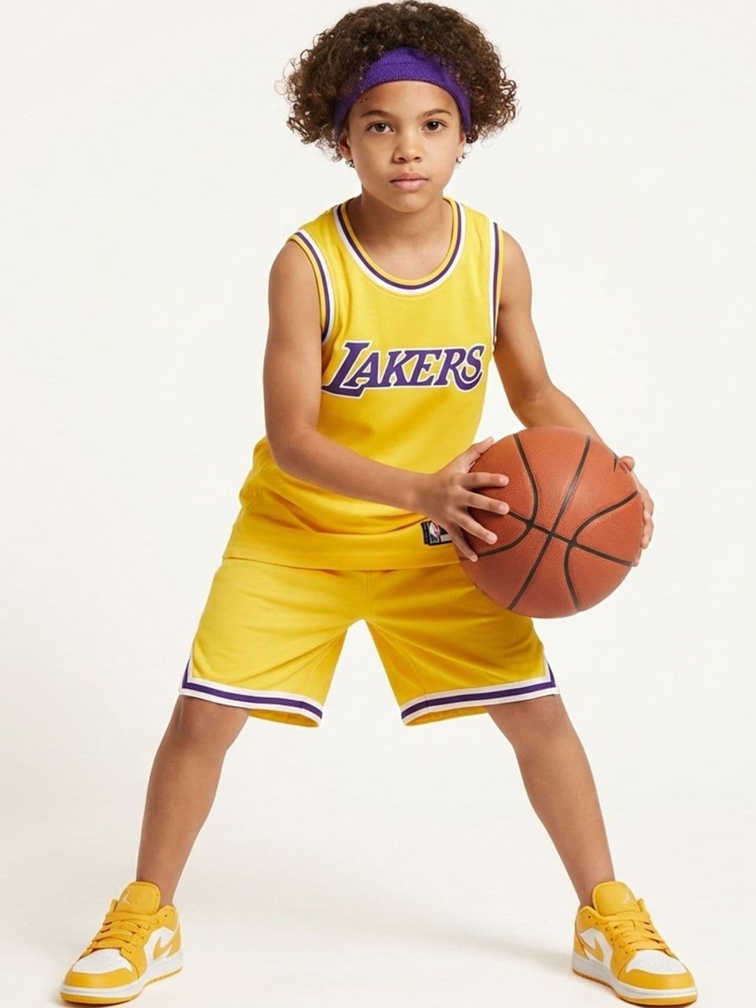 UMILDO UMILDO Boys Brand Logo Los Angeles Lakers Printed Dri-FIT T-shirt
