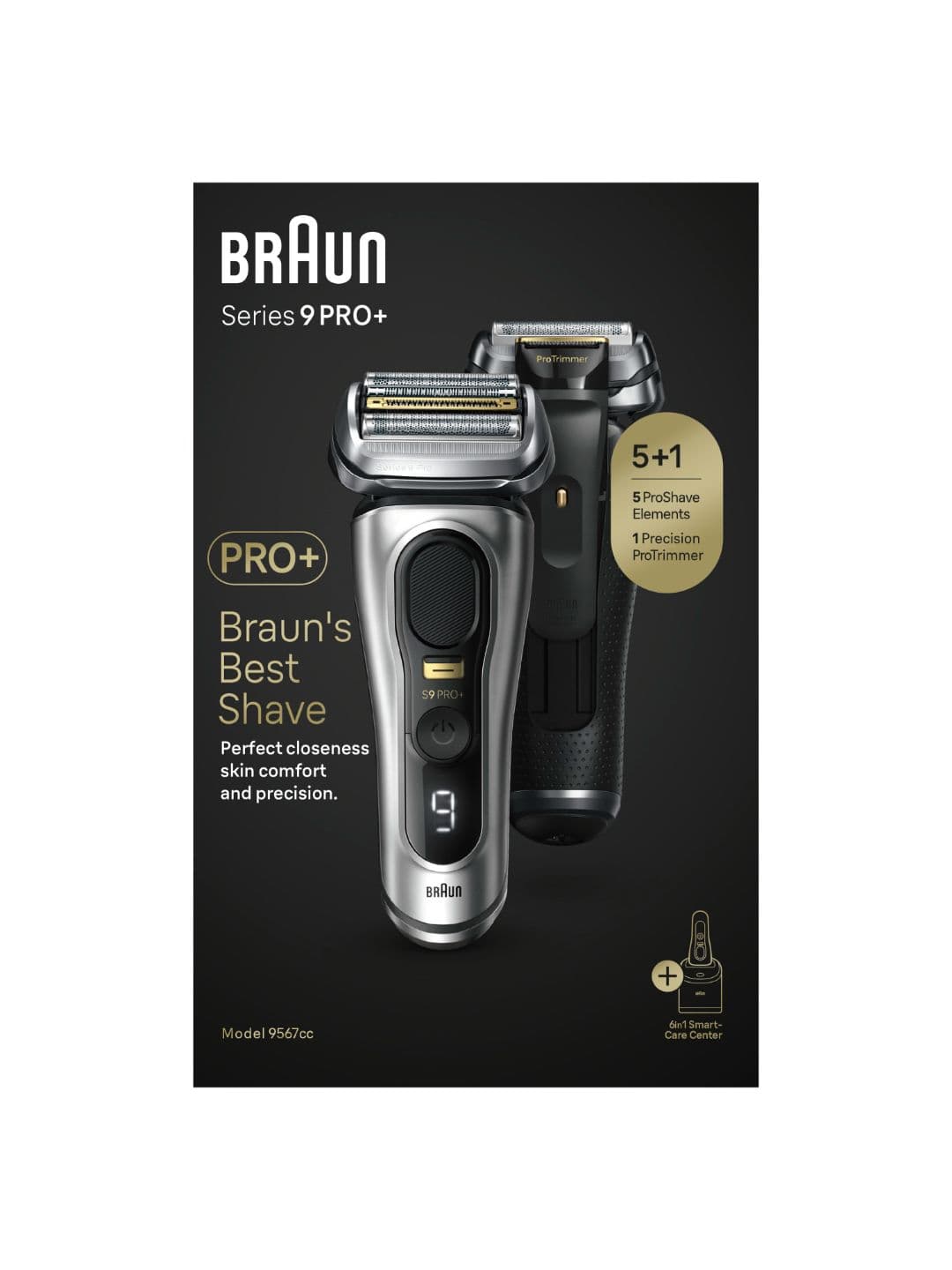 Braun Braun Series 9 Pro 9467CC Wet & Dry Shaver with Leather Travel Case - Silver-Toned