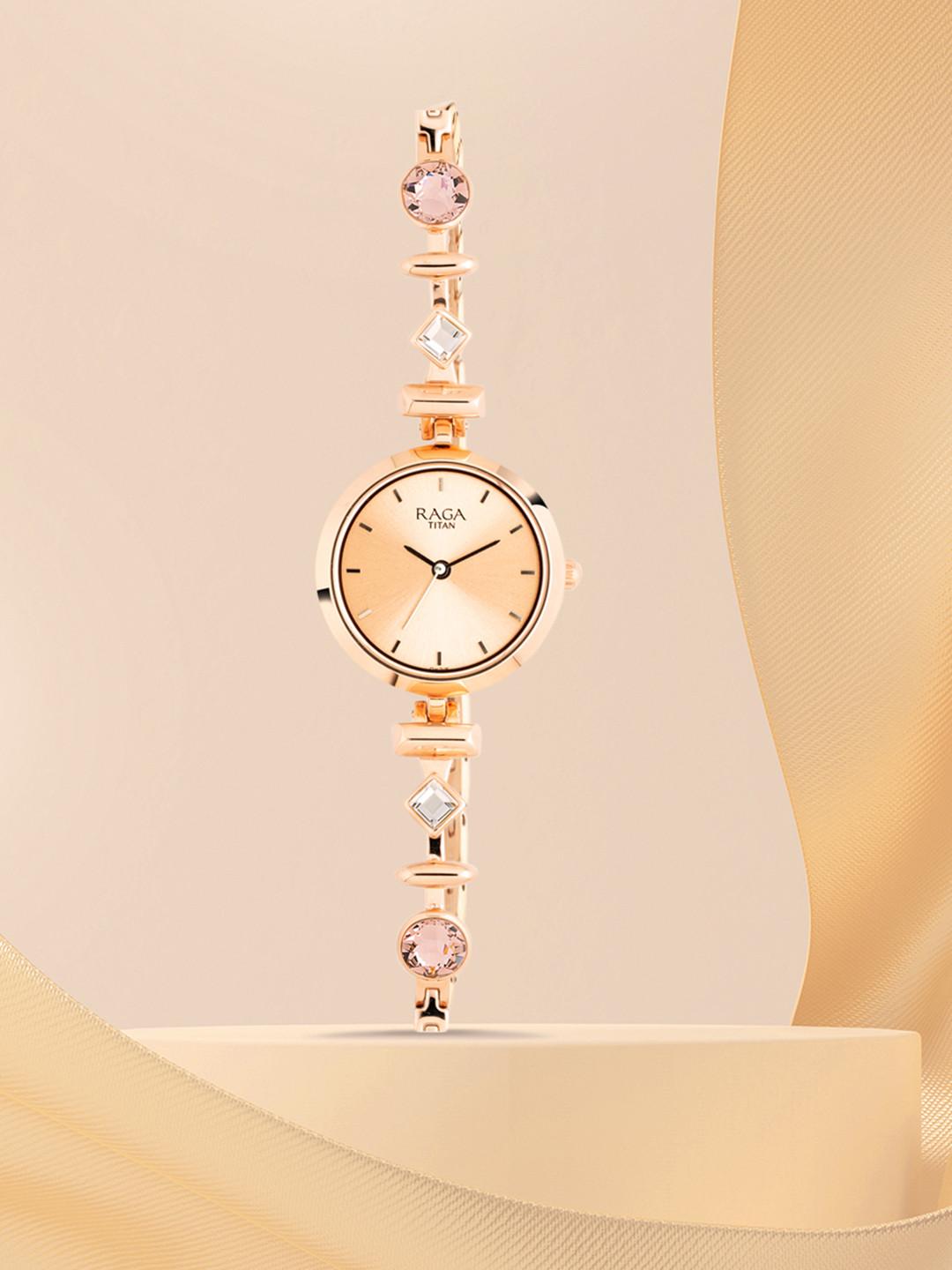 Titan Raga Facets Quartz Analog With Rose Gold Dial Watch For Women - Nt2606wm06