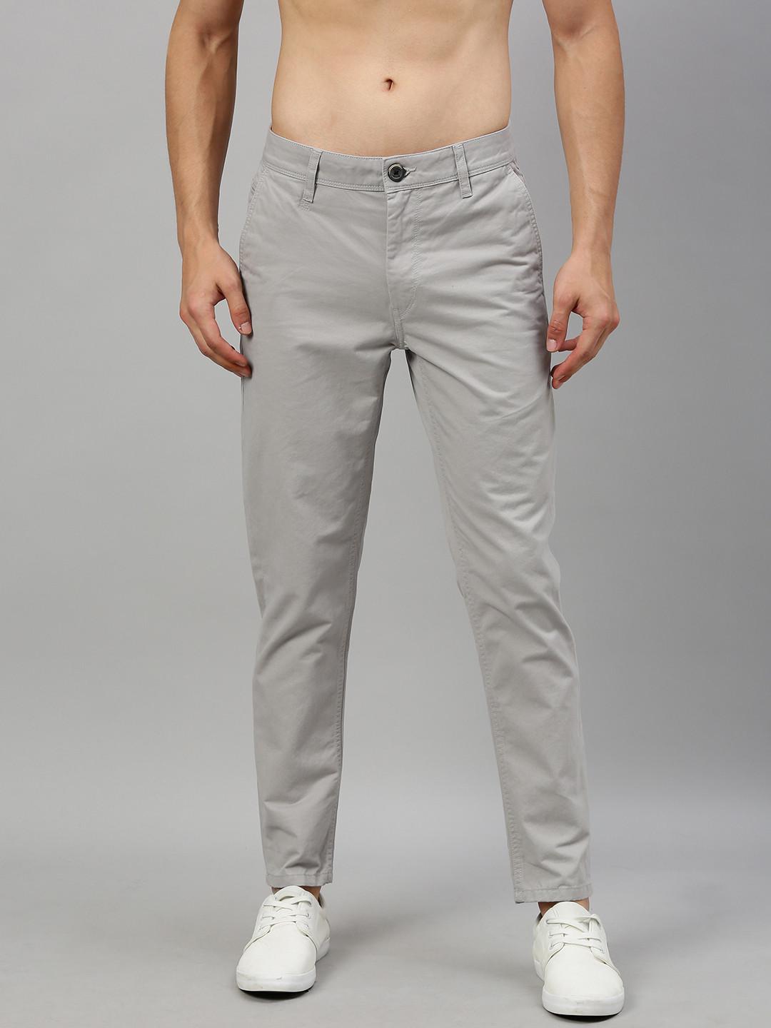 Roadster Men Grey Cotton Regular Chinos