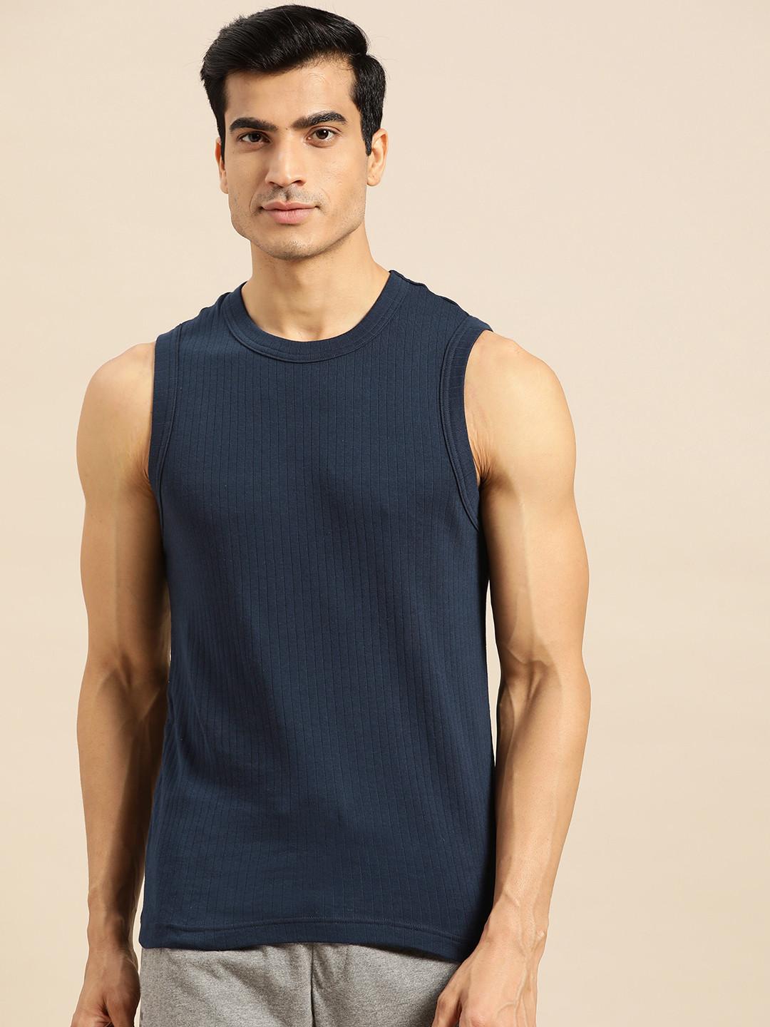 Jockey Men Navy Blue Ribbed Innerwear Vest