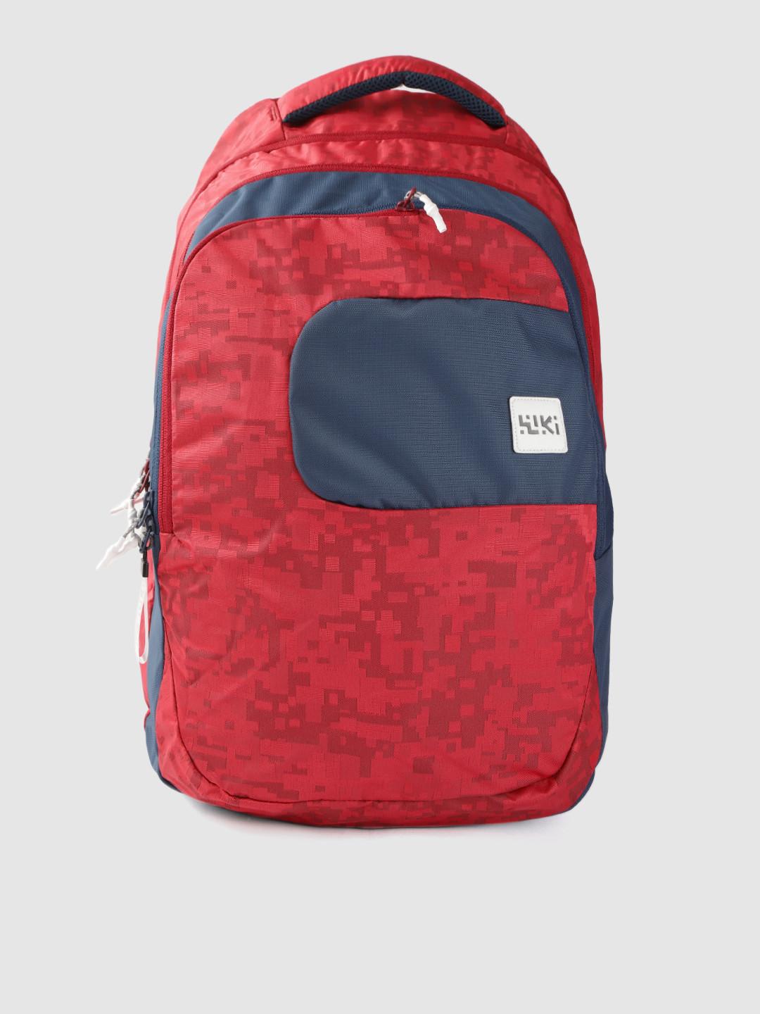 Wildcraft Unisex Red & Navy Blue Geometric Self Design WIKI PACK 6 16 Inch Laptop Bag