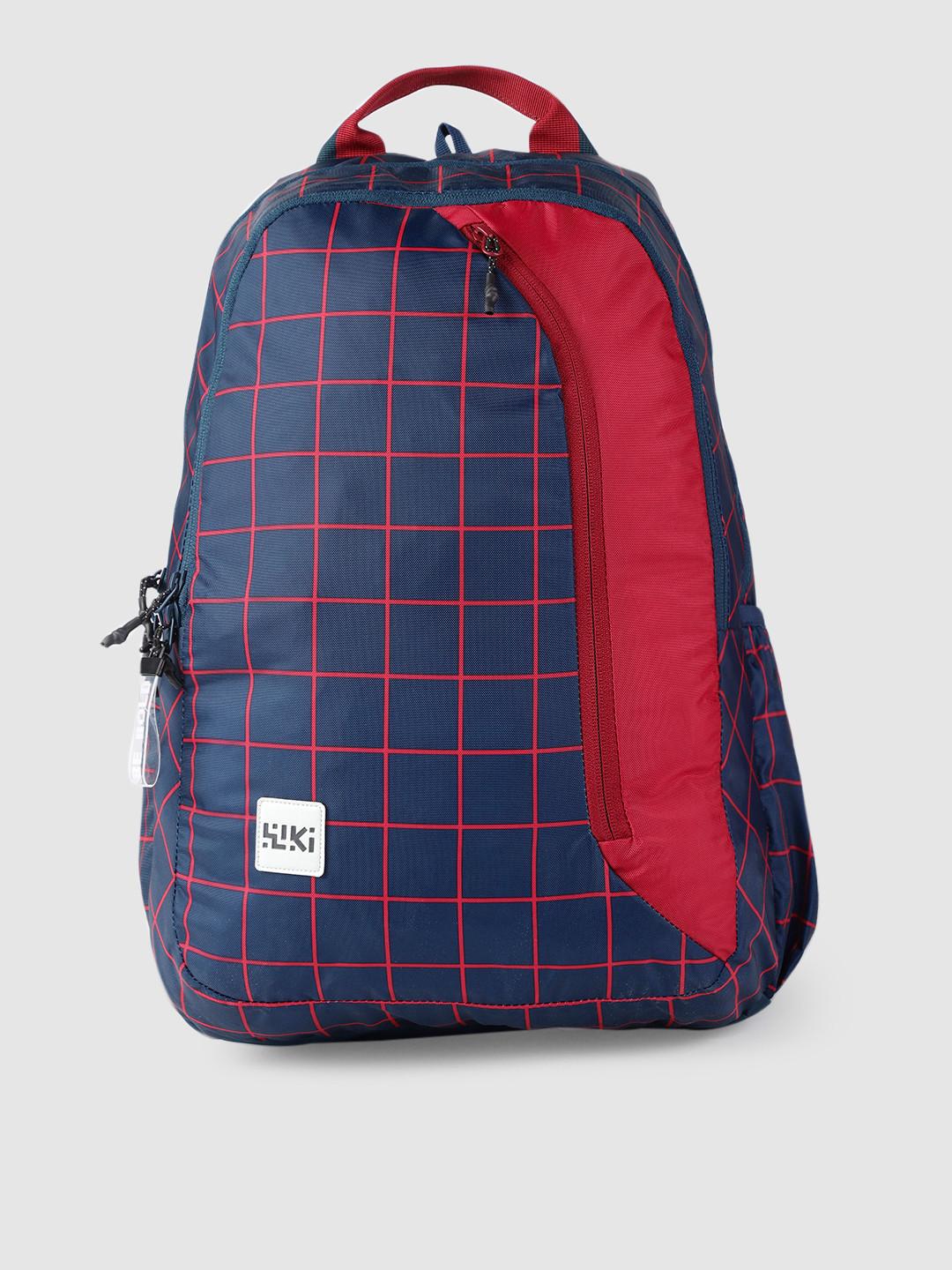 Wildcraft Unisex Navy Blue & Red Checked WIKI PACK 3 Backpack