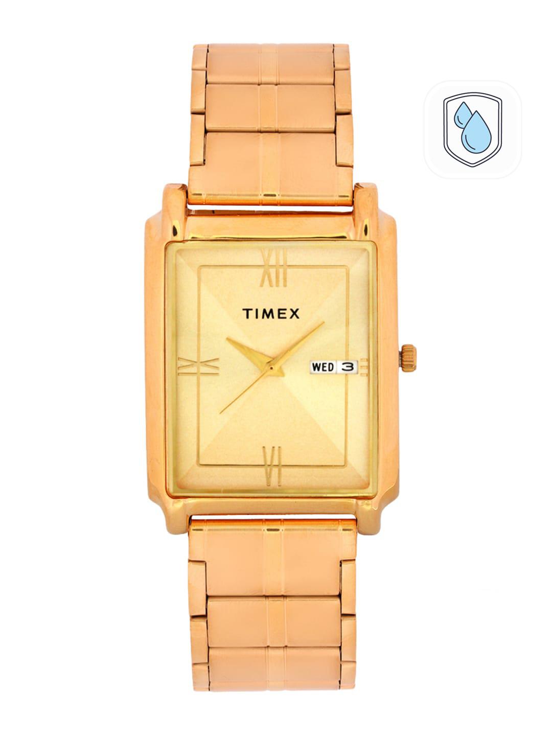 Timex Trendline Rectangle 21mm Champagne Dial Analog Men Watch - TW000W910