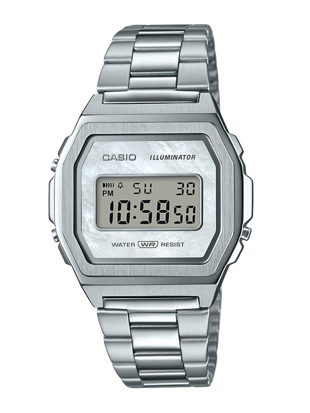 CASIO Vintage A1000D-7EF White Digital Dial Silver Stainless Steel Band D193