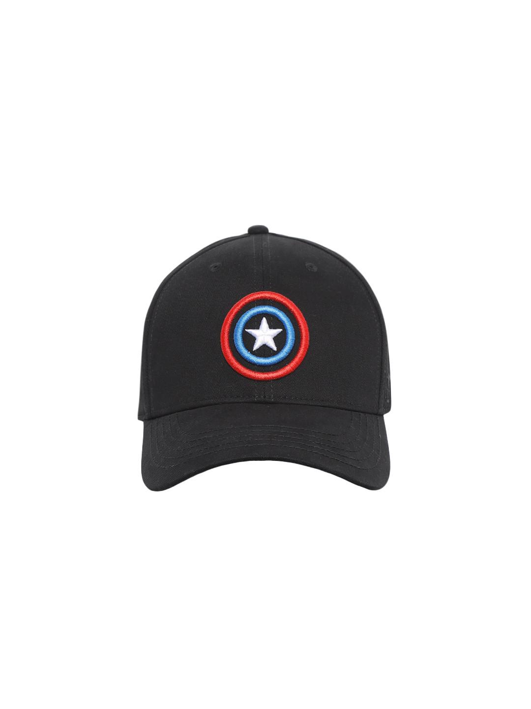 Kook N Keech Men Black Embroidered Captain America Baseball Cap