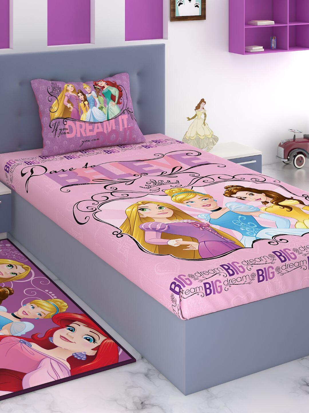 Disney Princess Character Kids Single Bedsheet with 1 Pillowcover Blue 147x223cm