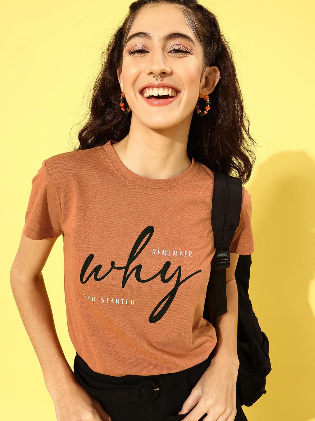 Roadster Women Chic Rust Typography Better Slogan Tshirt