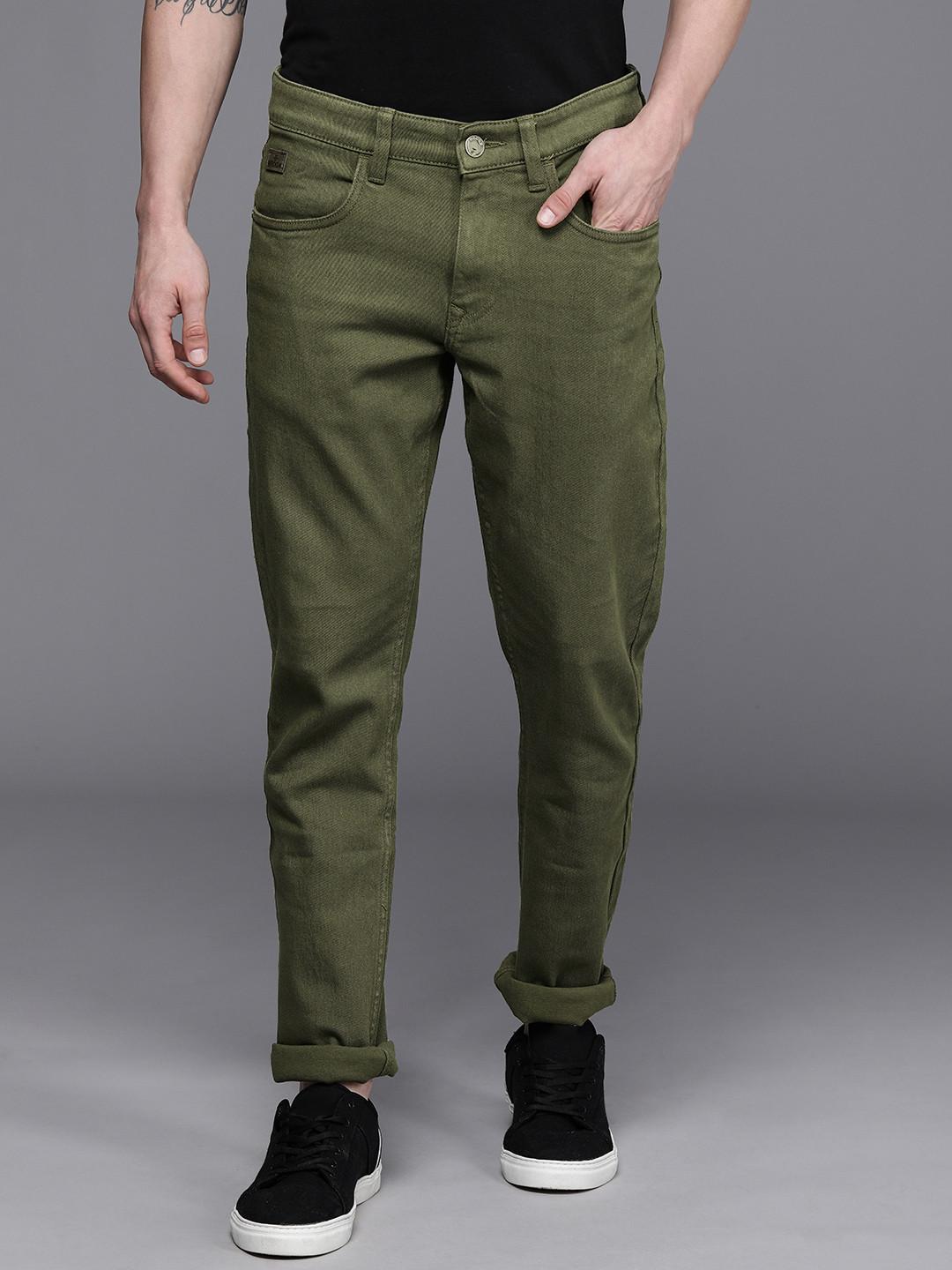 WROGN Men Green Slim Fit Stretchable Jeans