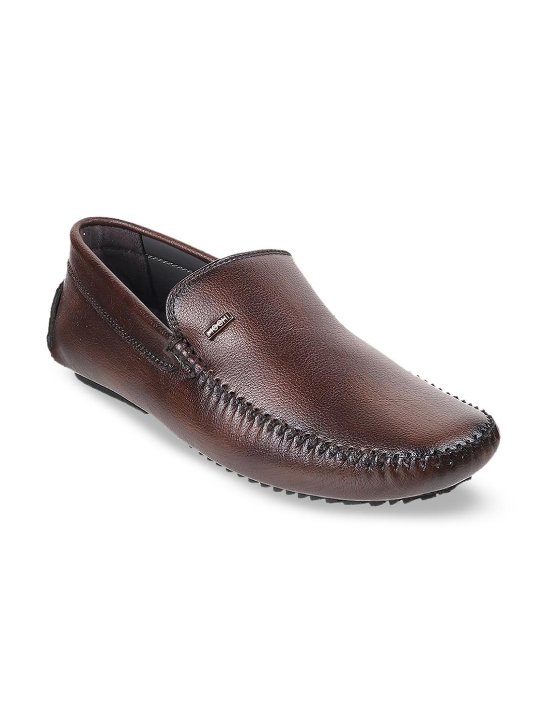 Mochi Men Brown Leather Loafers