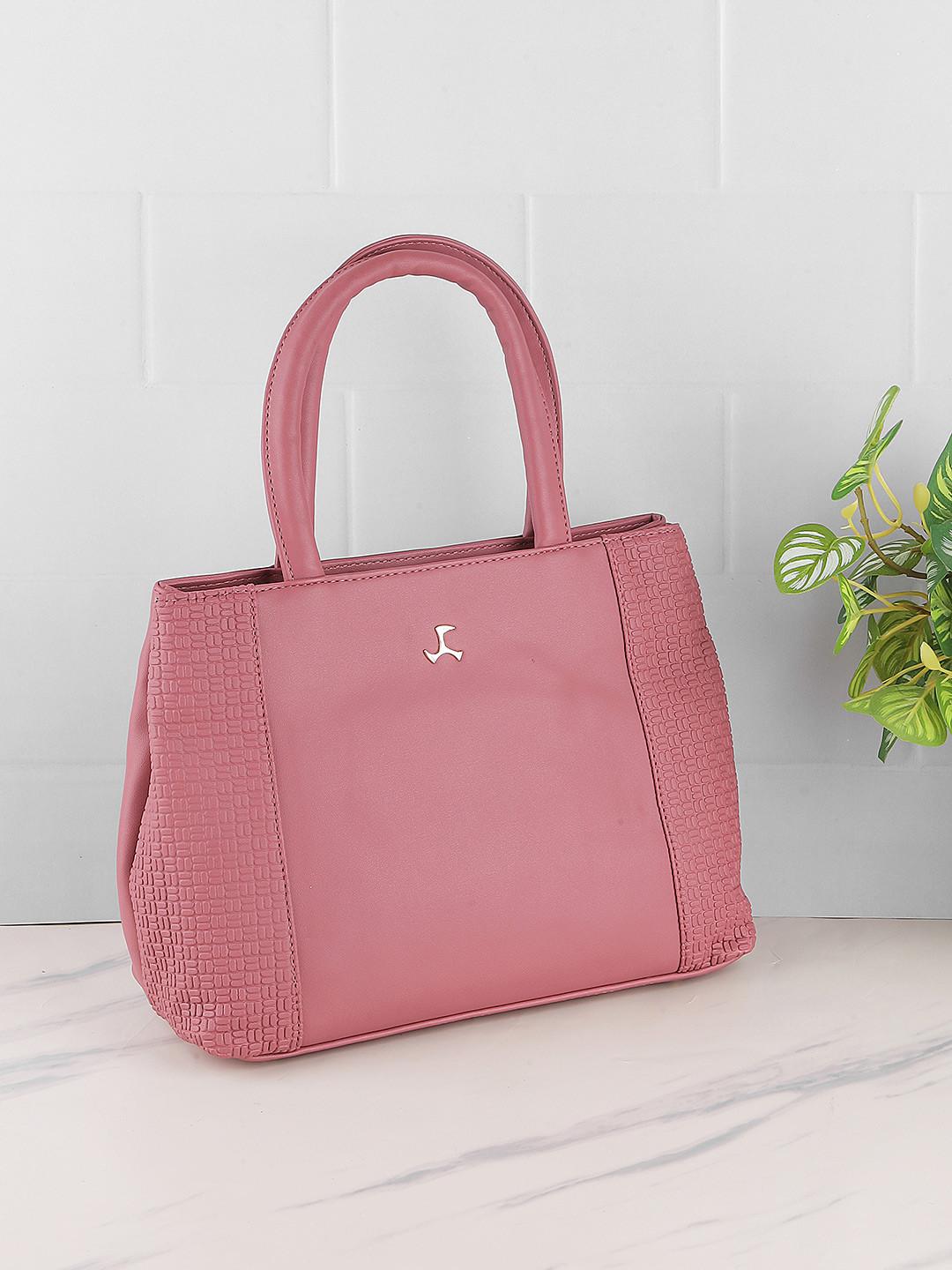 Mochi Peach-Coloured PU Structured Handheld Bag