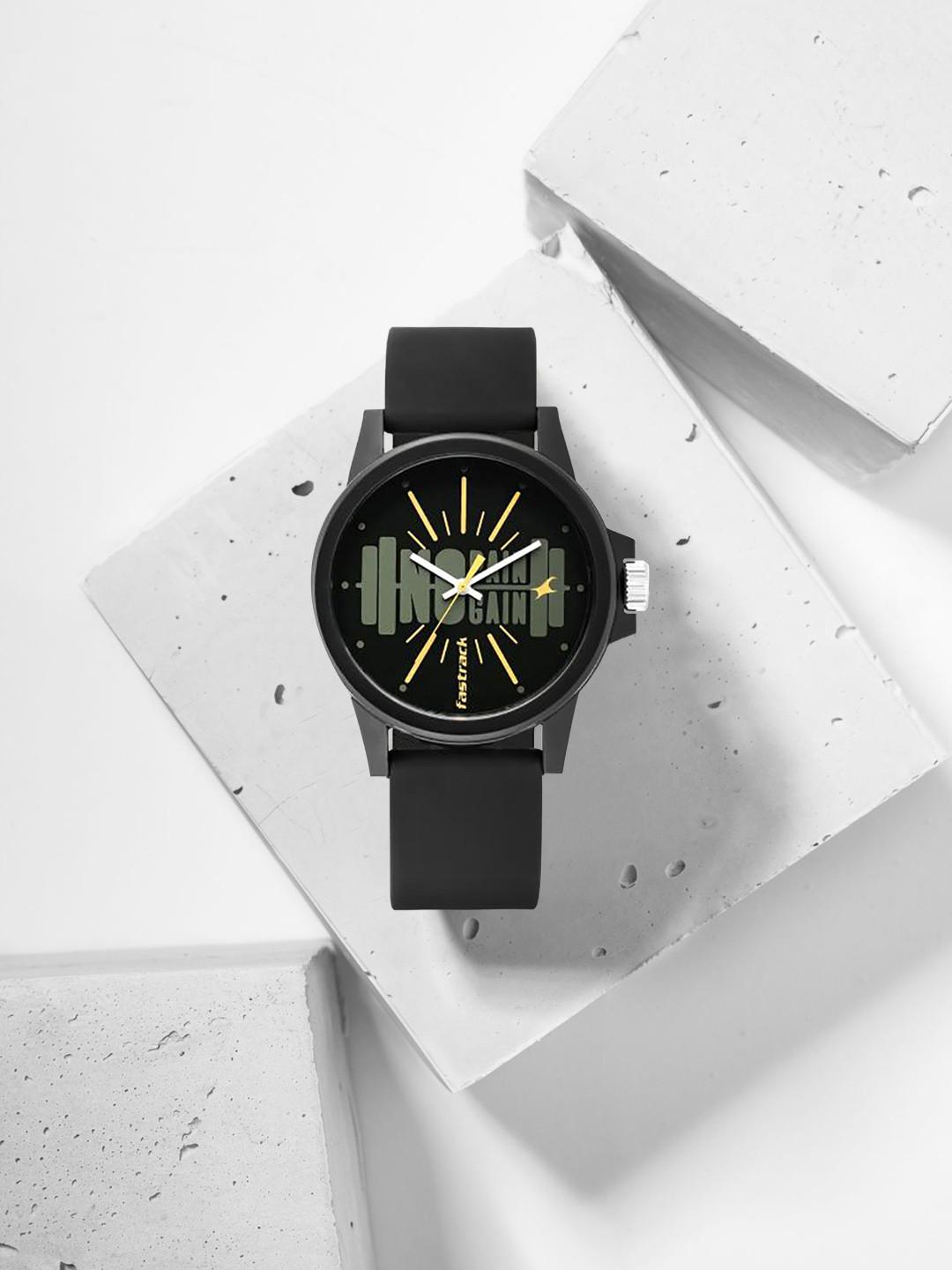 Fastrack Unisex Black Printed Dial & Black Straps Tees - Fast Fit Analogue Watch 68012PP14
