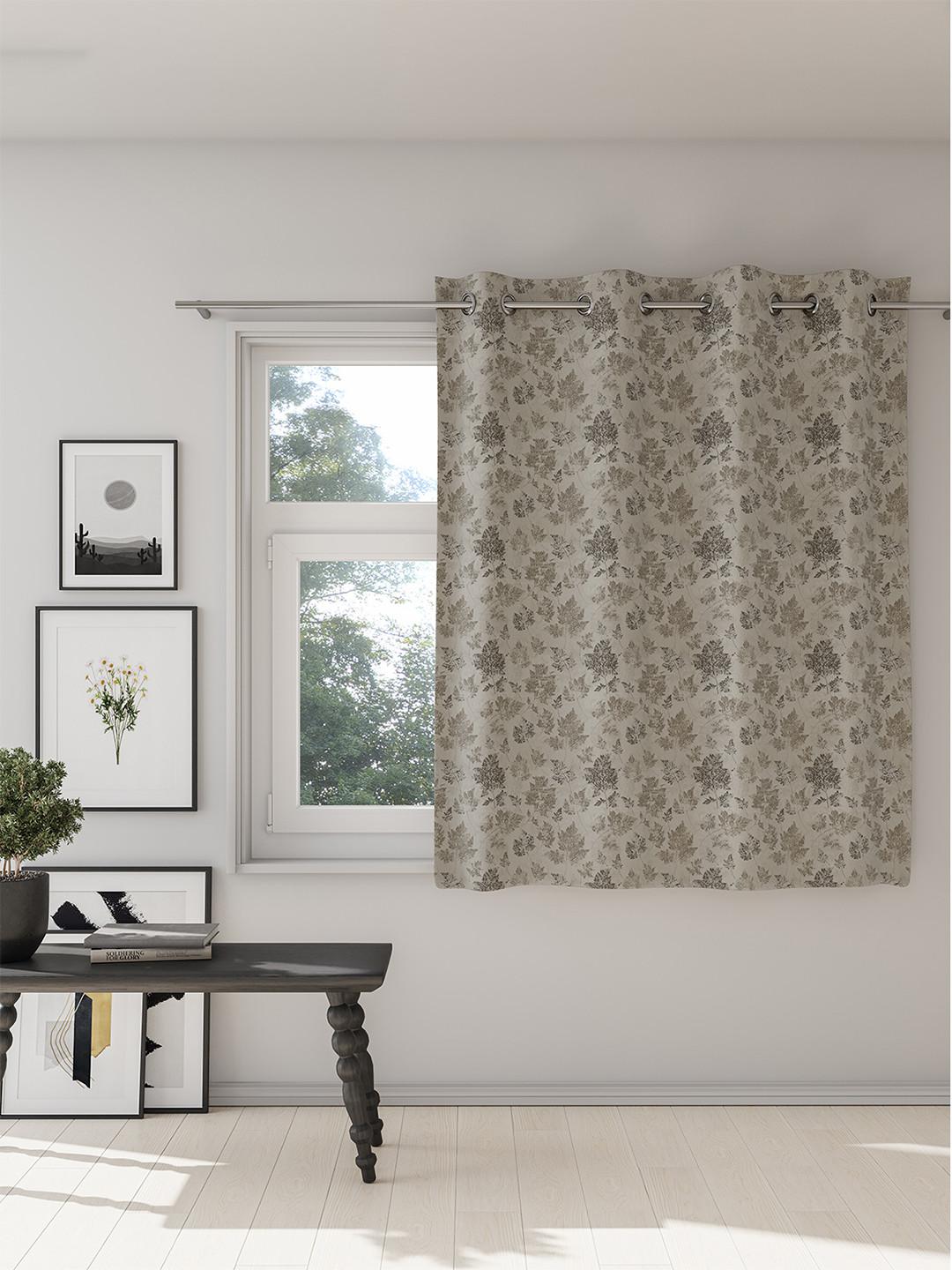 DDecor Beige & Green Floral Window Curtain