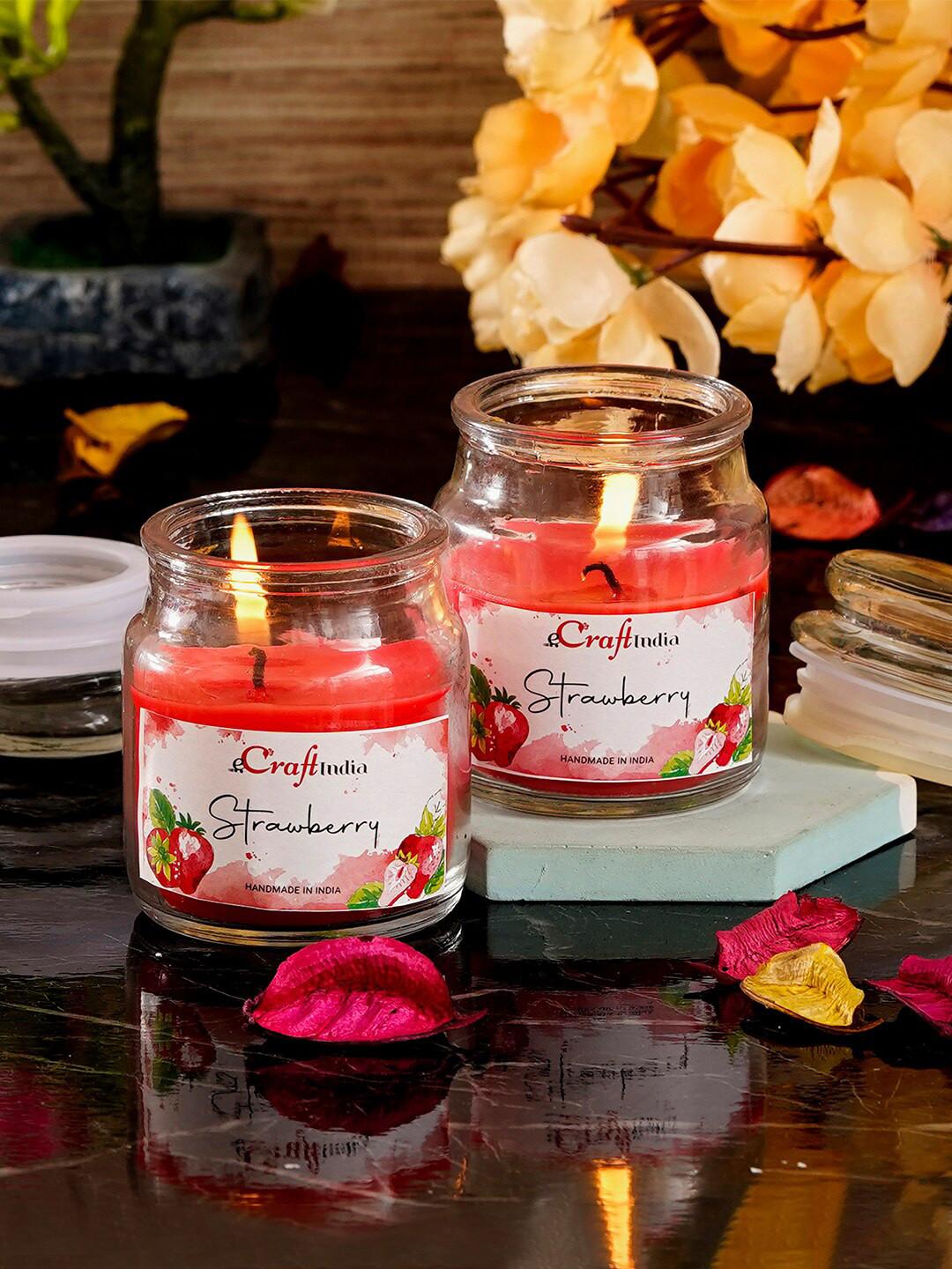 Artisyn 2Pcs Scented 1 Wick Strawberry Solid Geometric Regular Jar Candles
