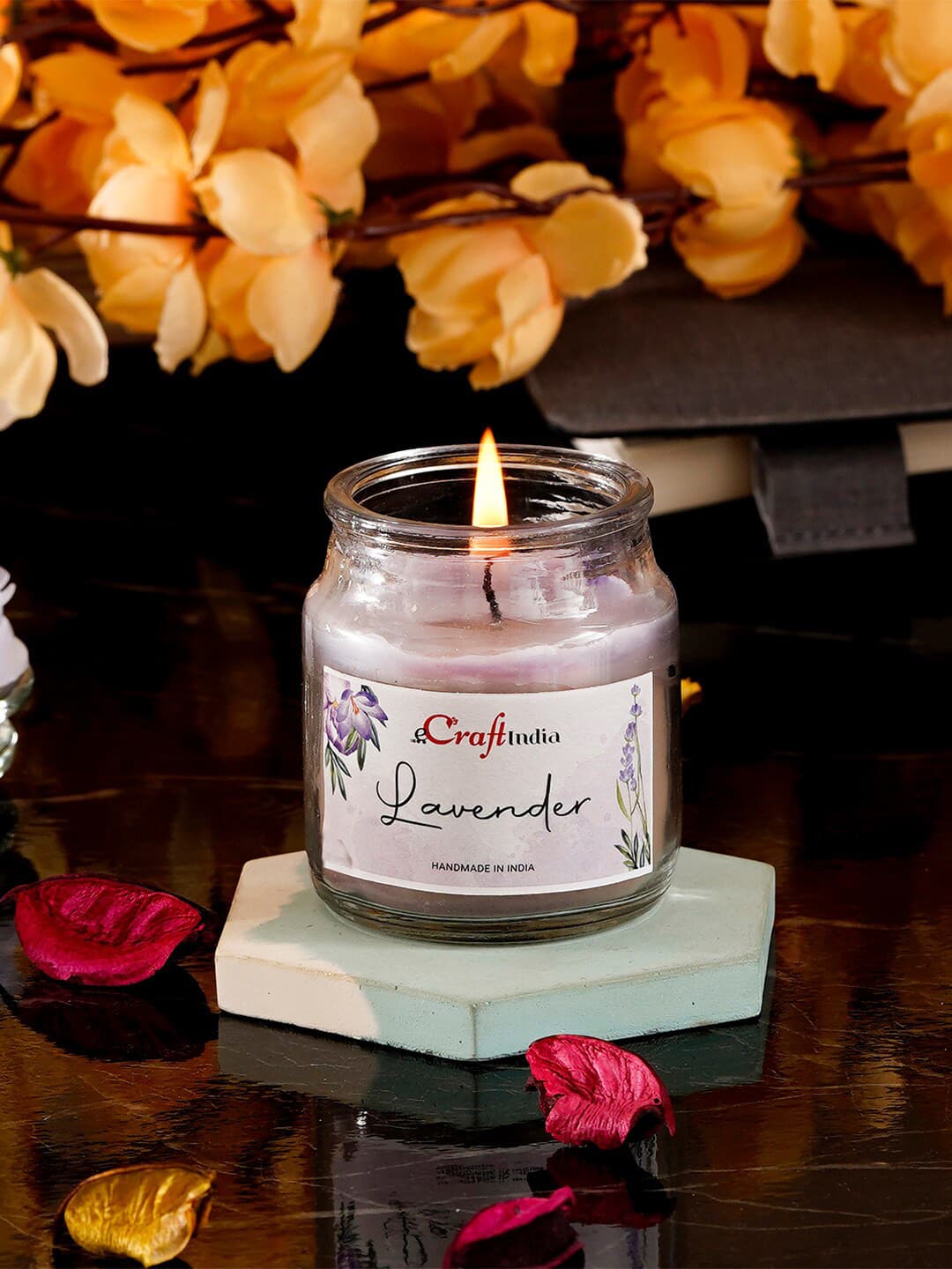 Artisyn Scented 1 Wick Lavender Solid Geometric Regular Jar Candles