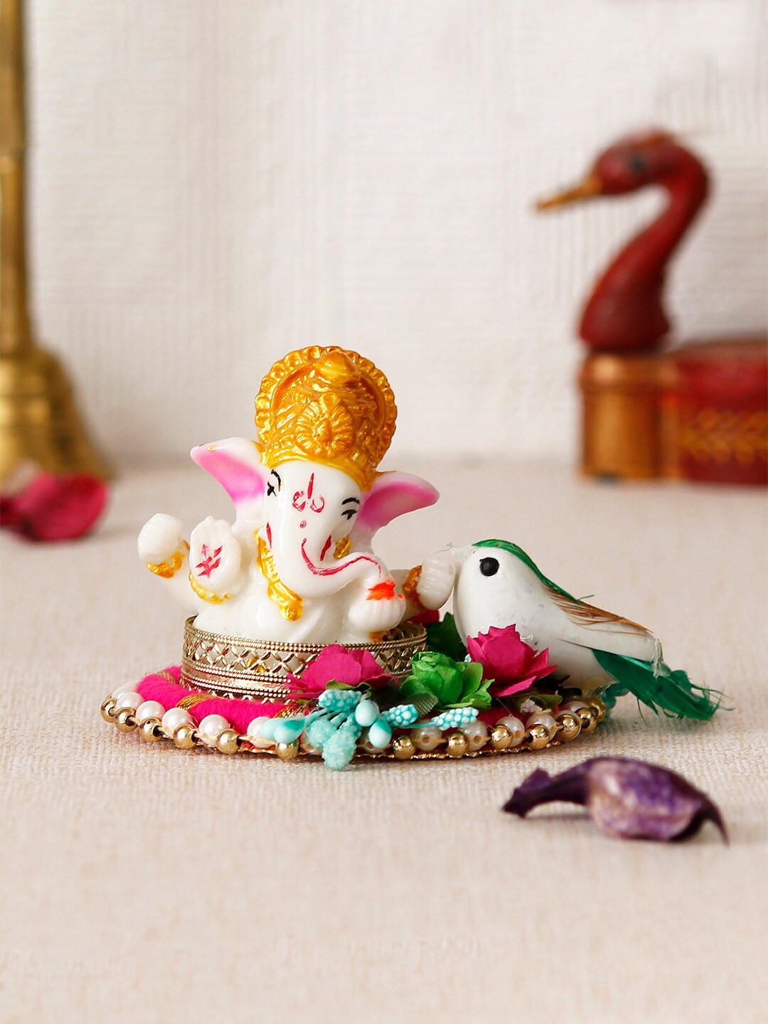 Artisyn Ganesha Green Polyresin Glossy Prayer Room Hand-Crafted Medium Showpiece - 2.8 Inches