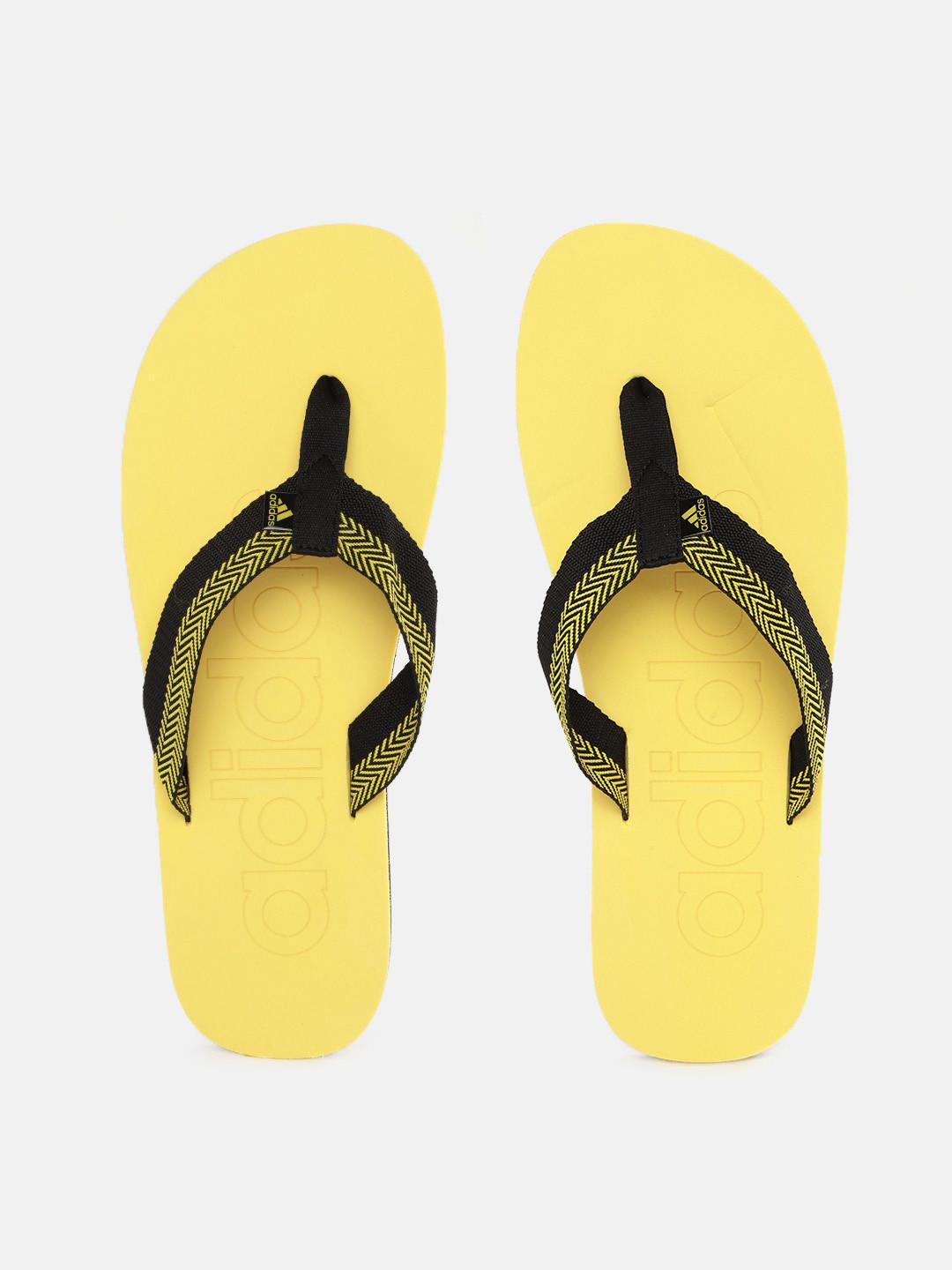 ADIDAS Men Black & Yellow Mistico M Woven Design Thong Flip-Flops