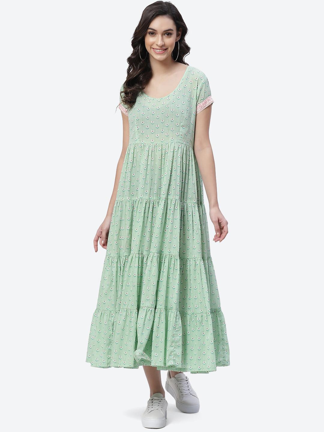 Biba Women Green Floral Anarkali Republic Day Republic Day Kurta