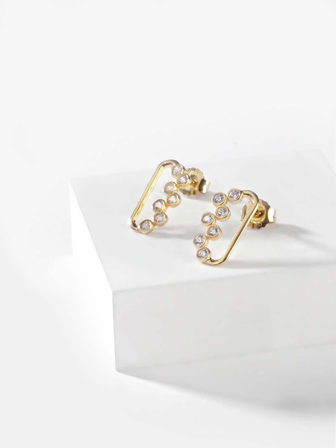 SHAYA Gold-Toned Contemporary Studs Earrings