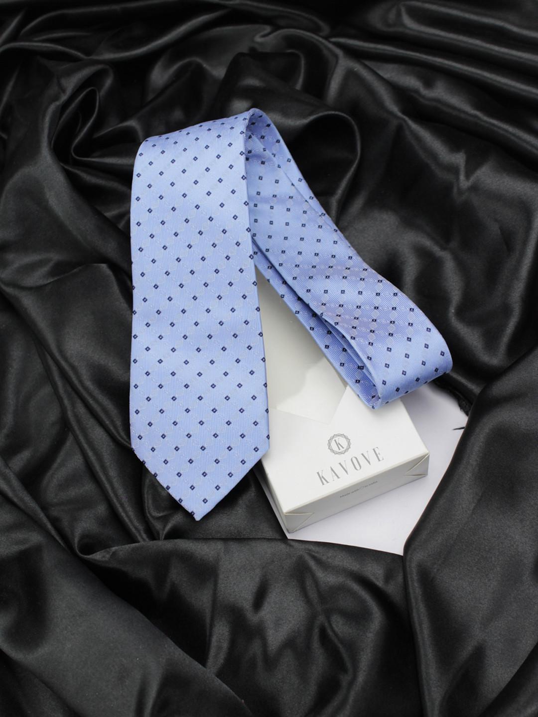 Kavove Men Blue & Black Checked Broad Tie