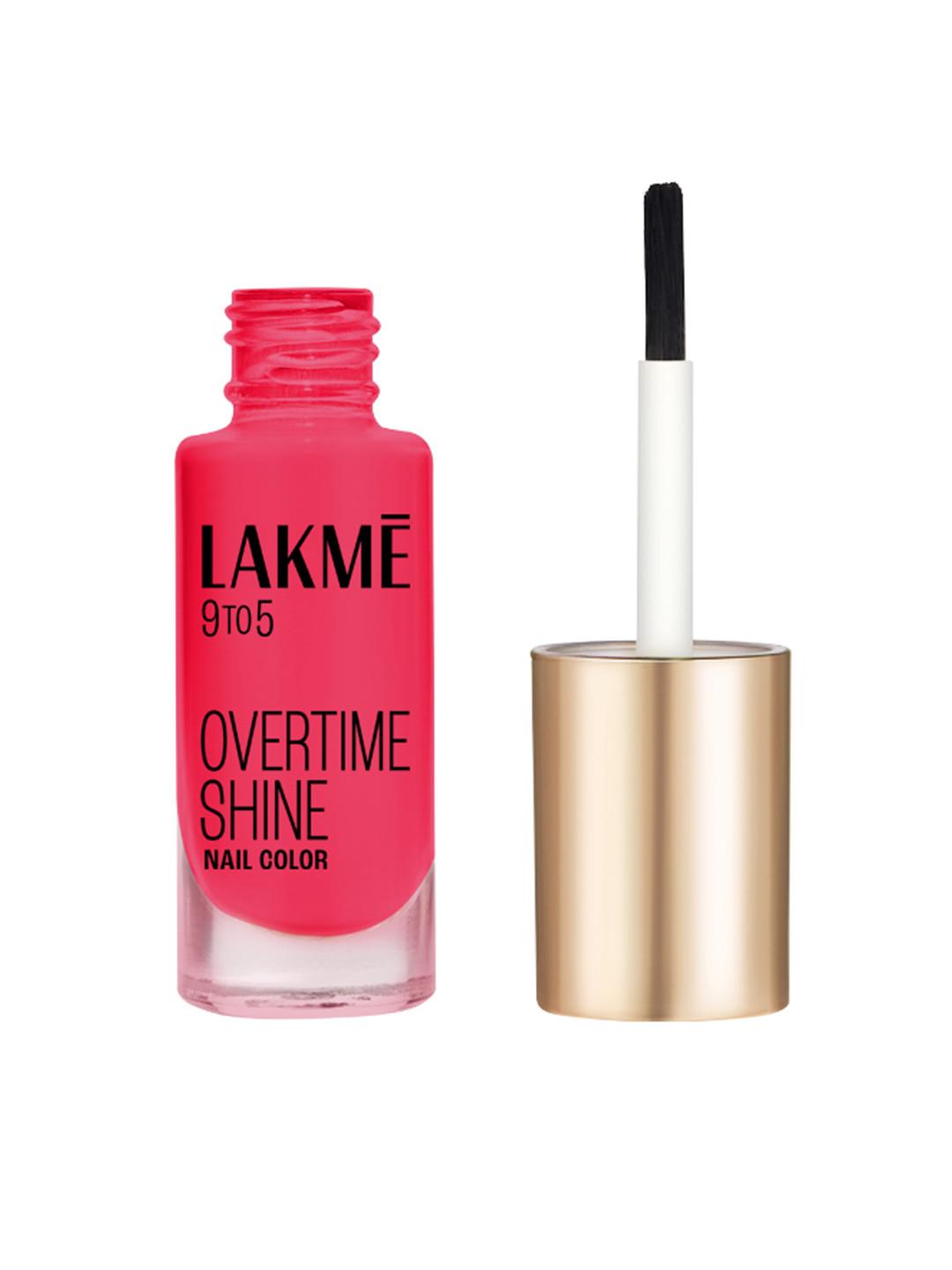 Lakme 9to5 Overtime Shine Glossy Long Lasting & Quick Dry Nail Color 6ml - Red Carnival