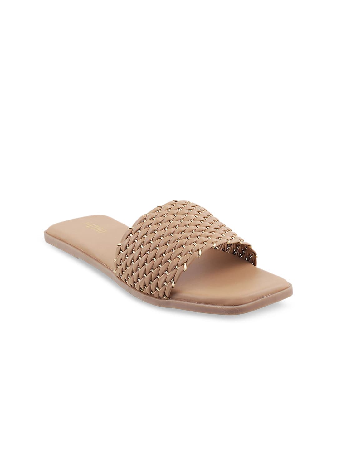 Metro Women Beige Open Toe Flats