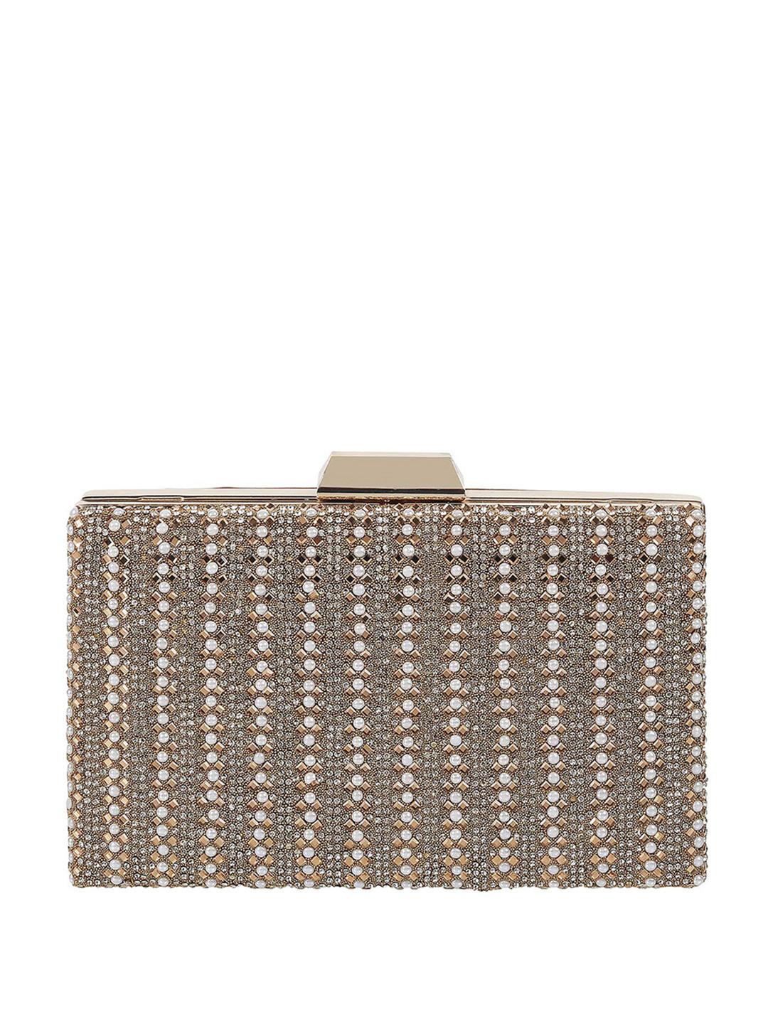 Mochi Women Gold-Toned Embellished Box Clutch