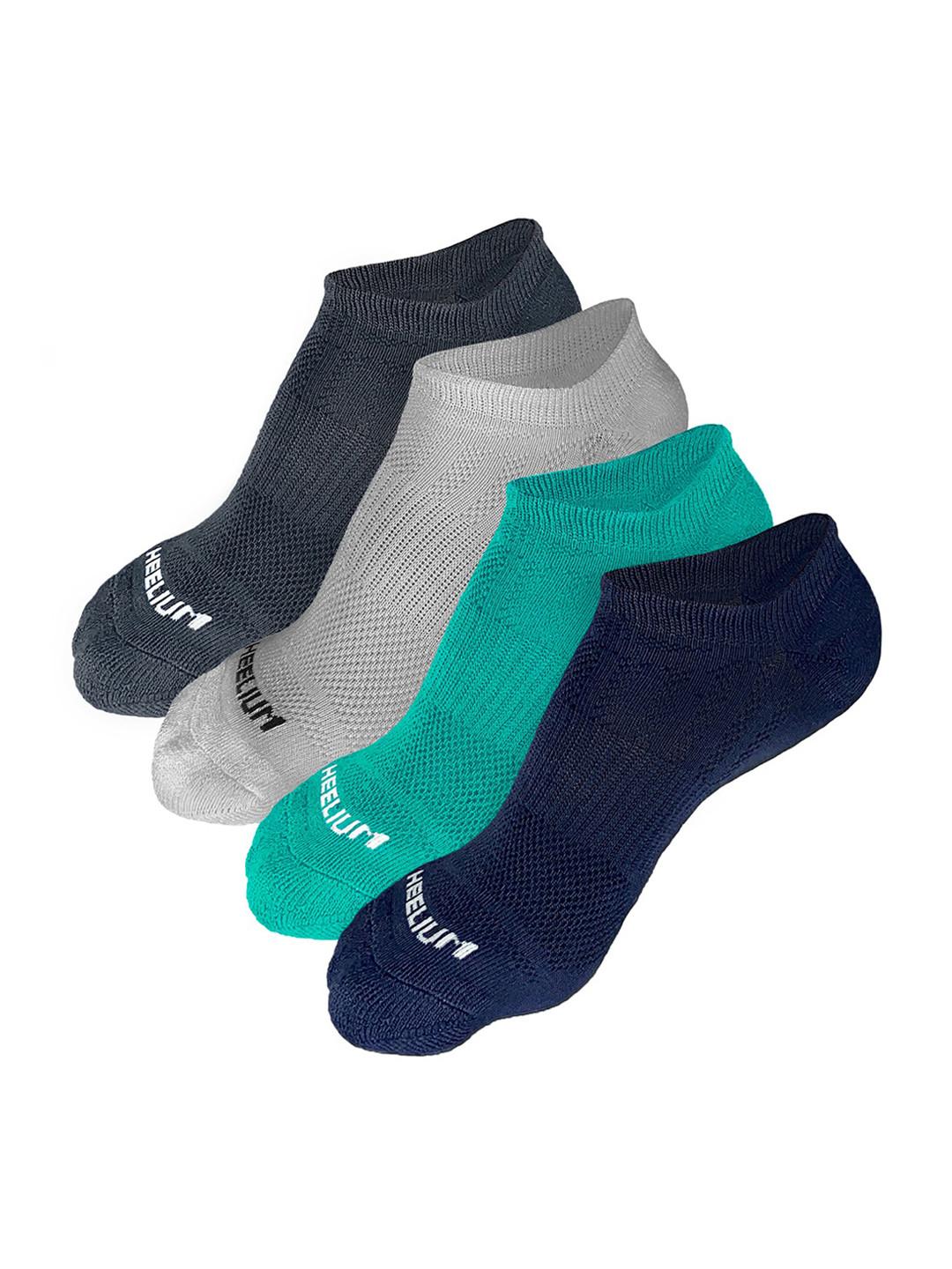 Heelium Men Navy Blue Pack of 4 Odour-Free Breathable Anti-Bacterial Bamboo Ankle Length Socks