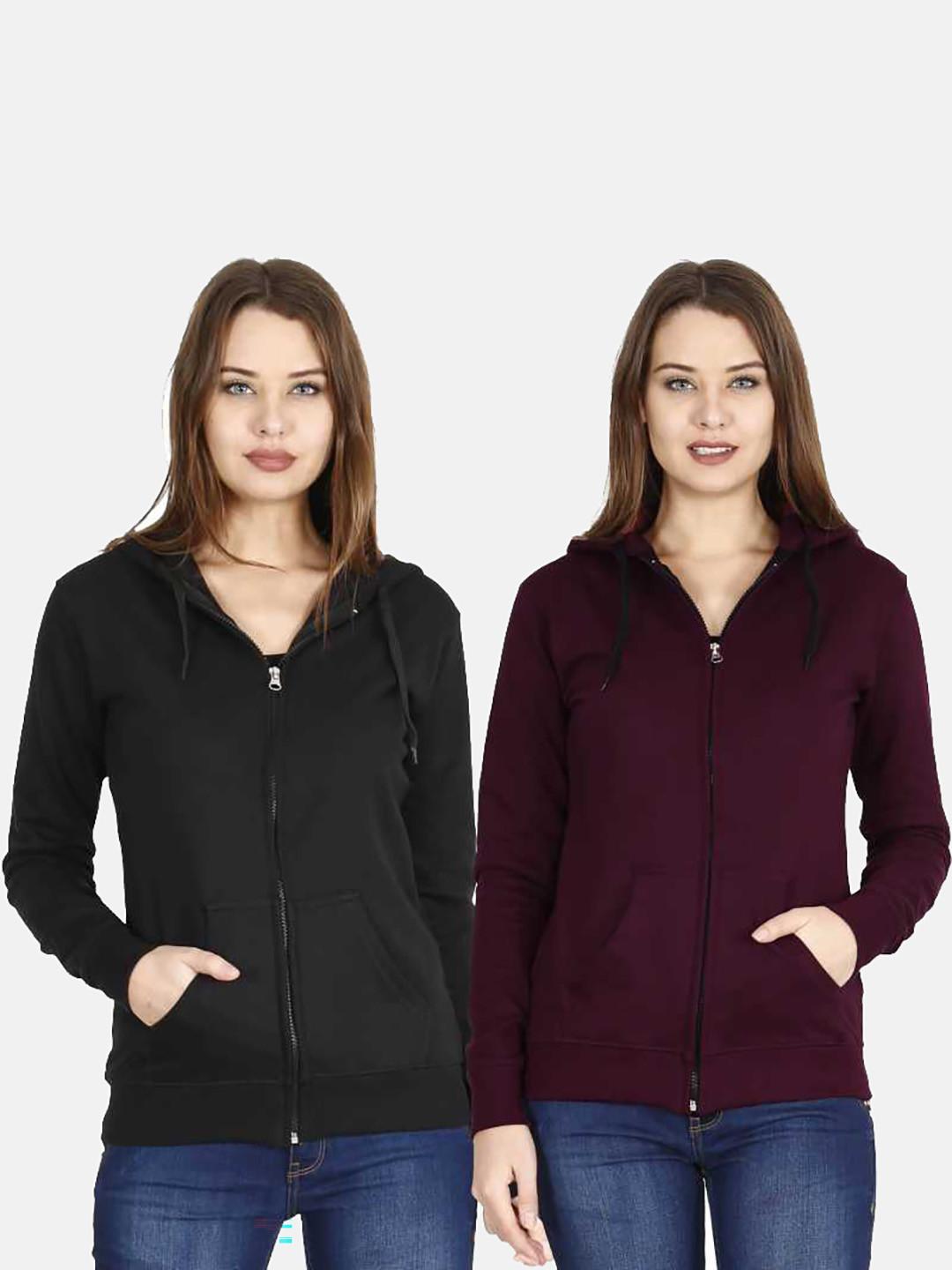 Fleximaa Women Multicoloured Hooded Sweatshirt