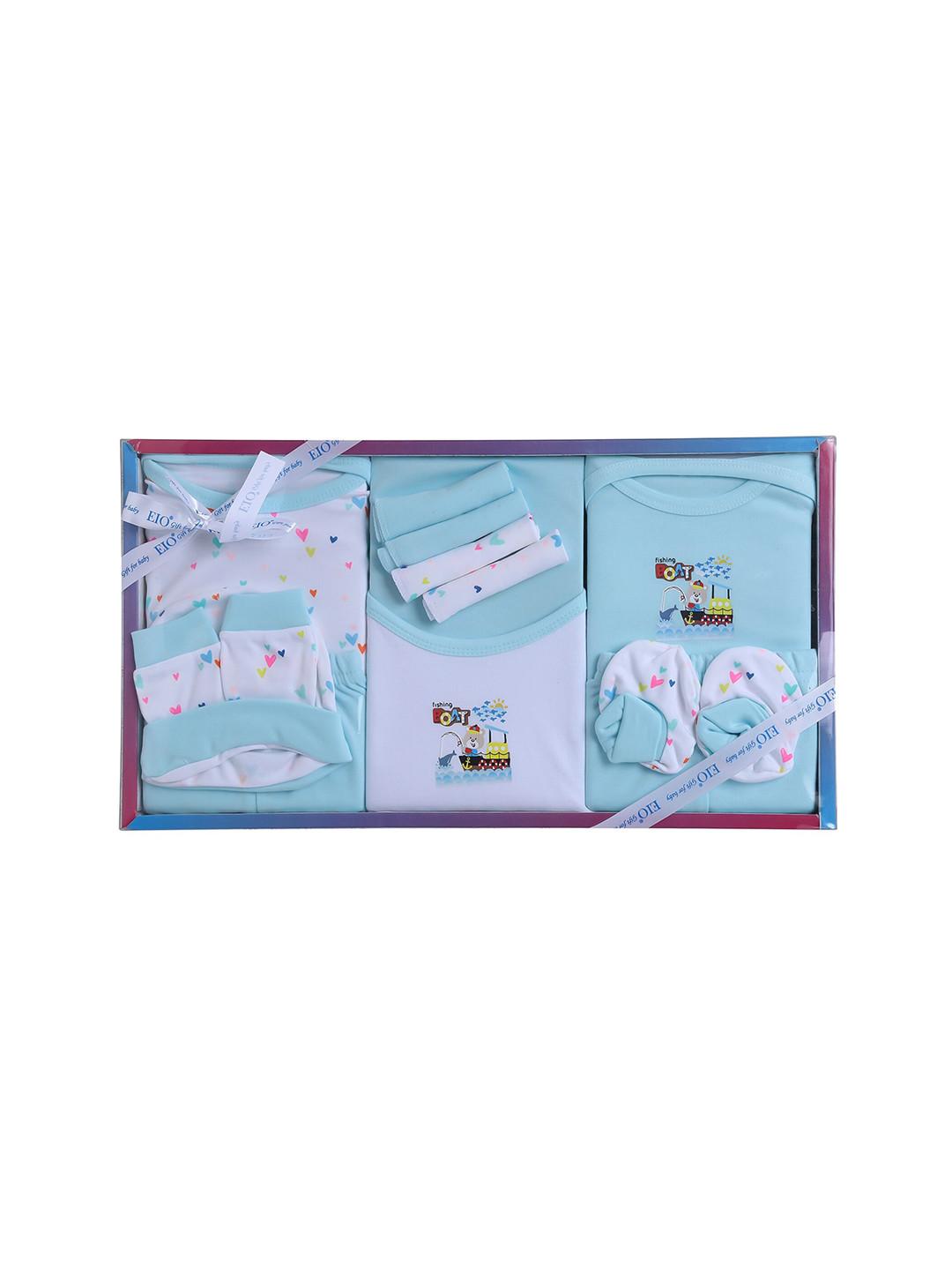 EIO Kids Green 13 Piece Pure Cotton Baby Apparel Gift Set