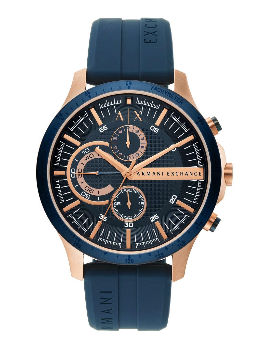 Armani Exchange Men Blue Patterned Dial & Straps Hampton Analogue Watch AX2440