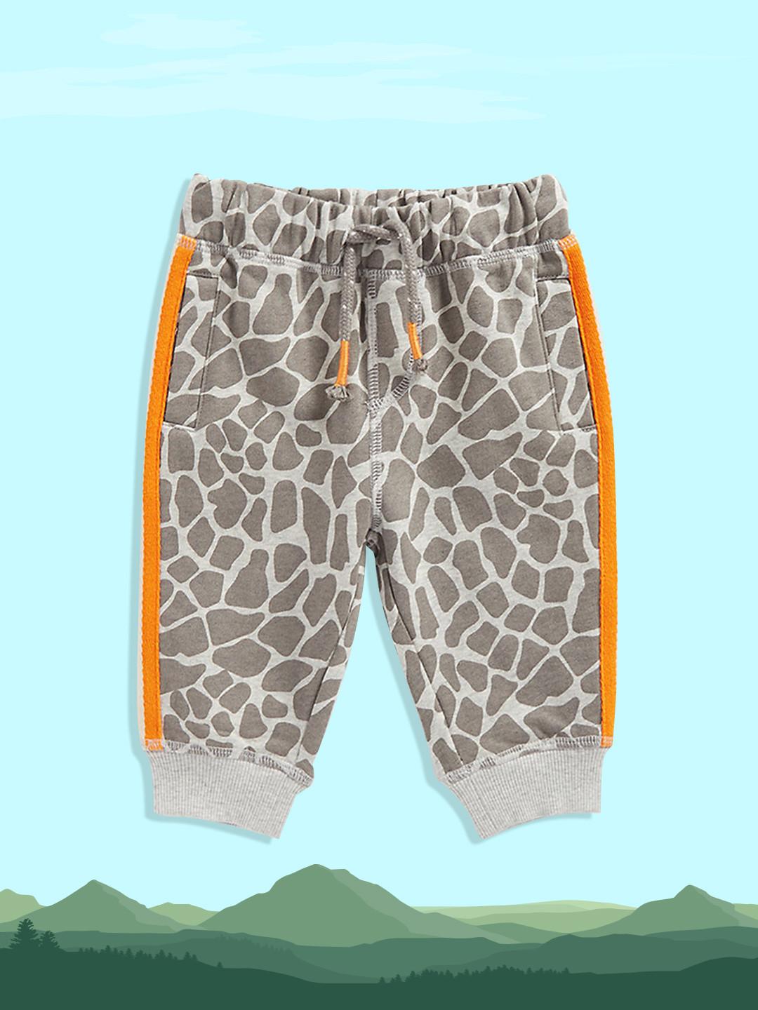 mothercare Girls Grey Printed Pure Cotton Joggers