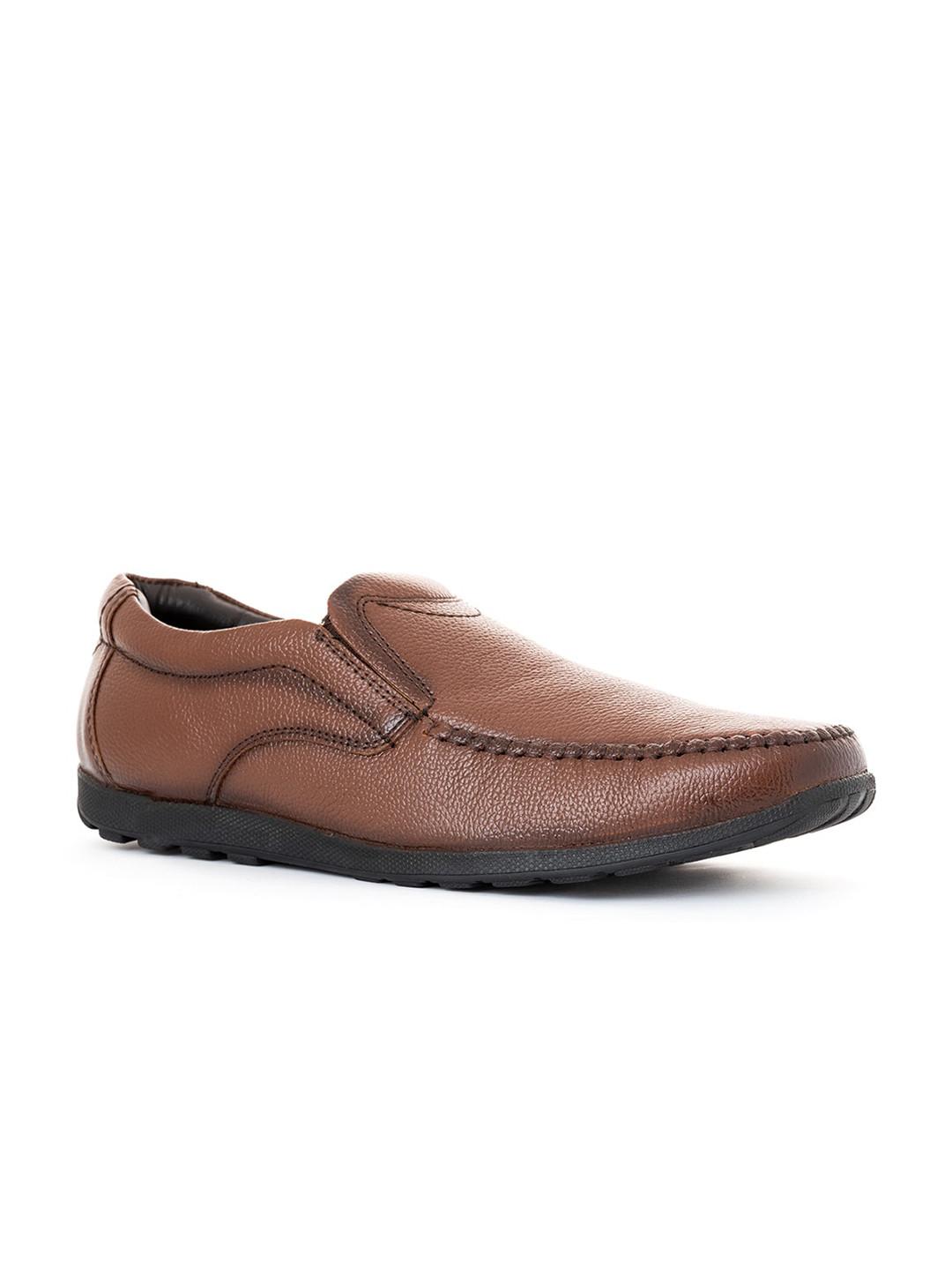 Khadims Men Brown Woven Design Leather Slip-On Sneakers