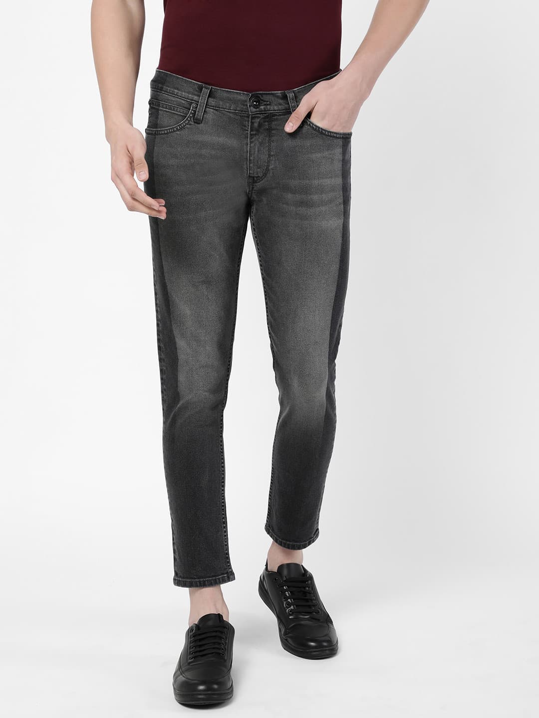 Lee Men Grey Skinny Fit Light Fade Stretchable Jeans