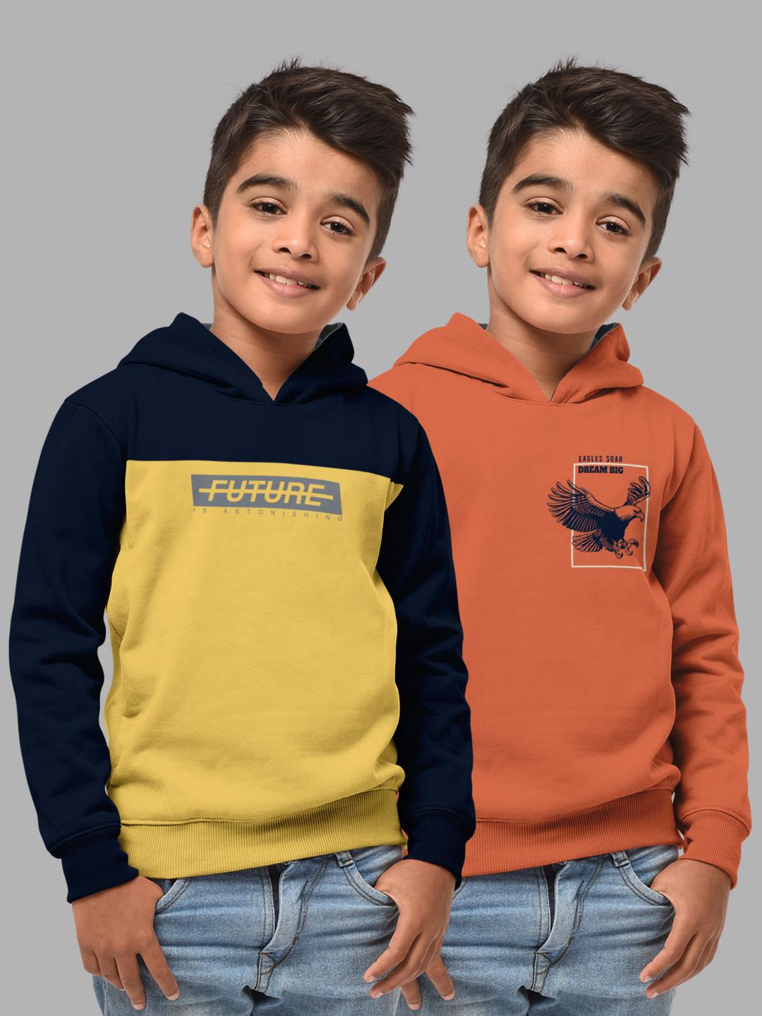 HELLCAT Boys Navy Blue Printed Hooded Sweatshirt