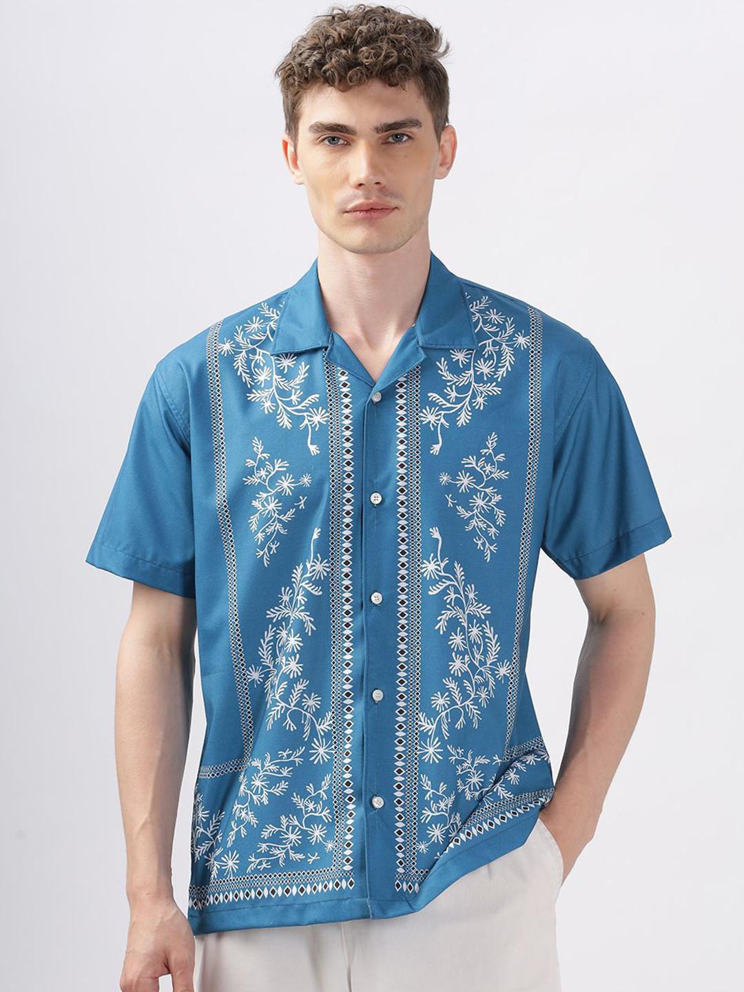 Vestirio Men Relaxed Spread Collar Floral Printed Relaxed Fit Casual Shirt