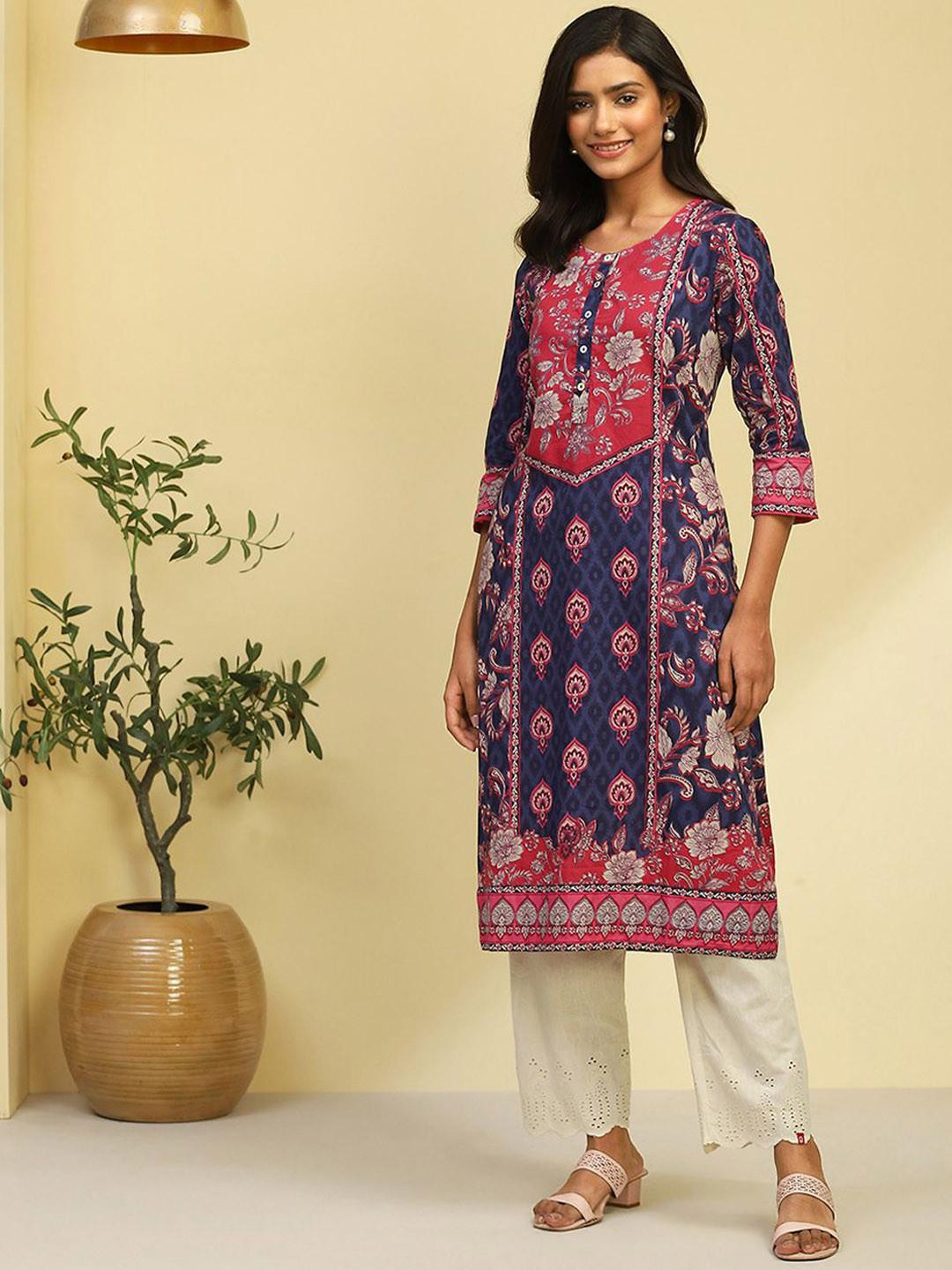 Biba Floral Printed Straight Kurta
