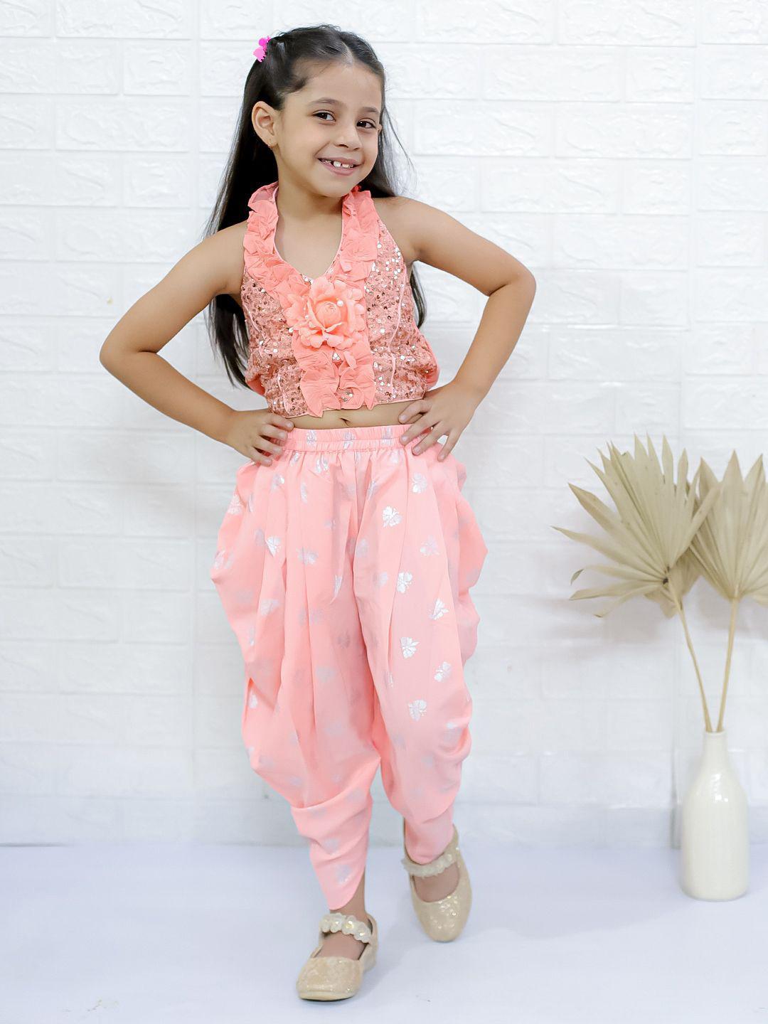 Twisha Girls Embellished Top with Dhoti Pants