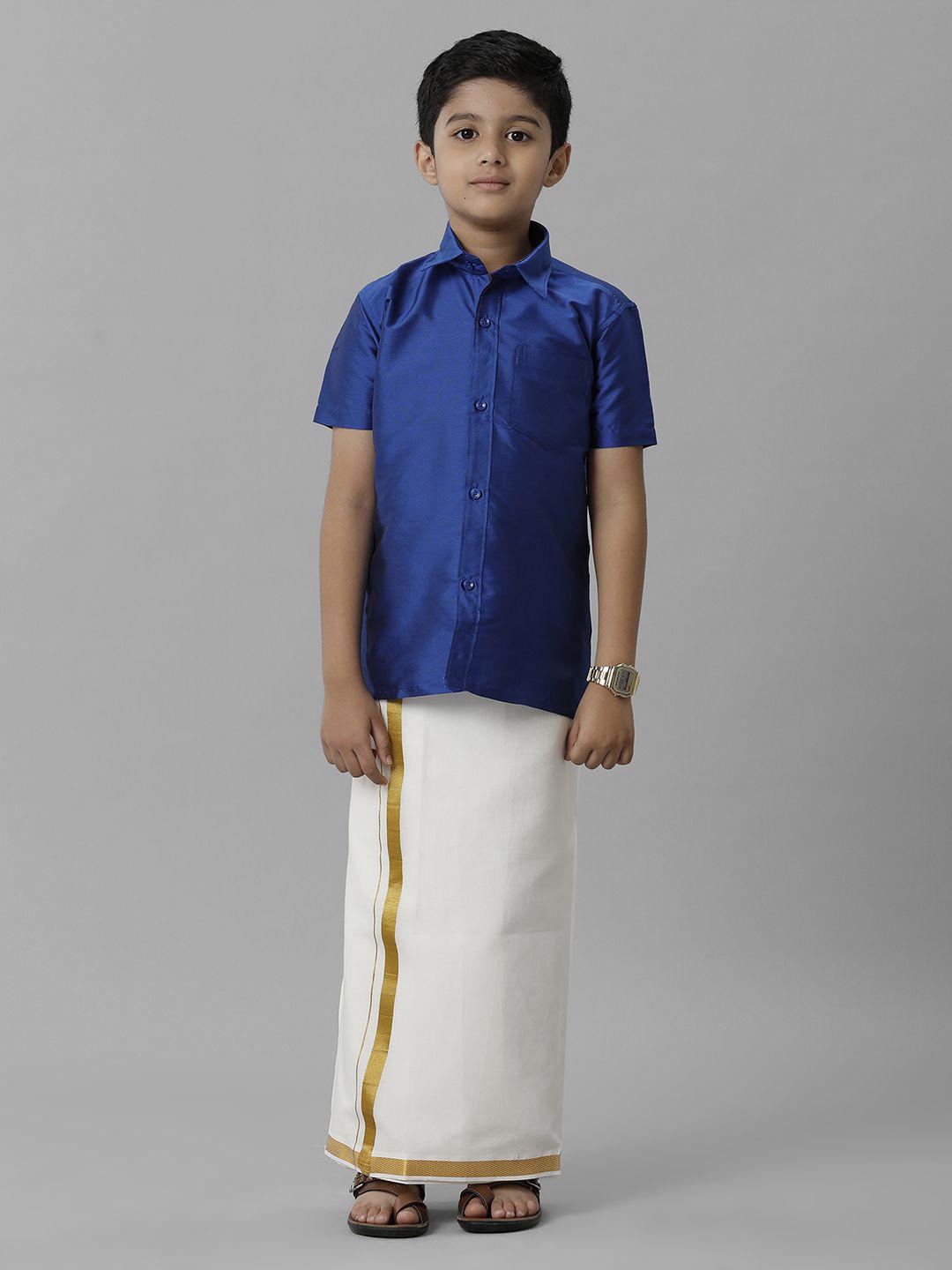 Ramraj Boys Short Sleeves Shirt with Dhoti