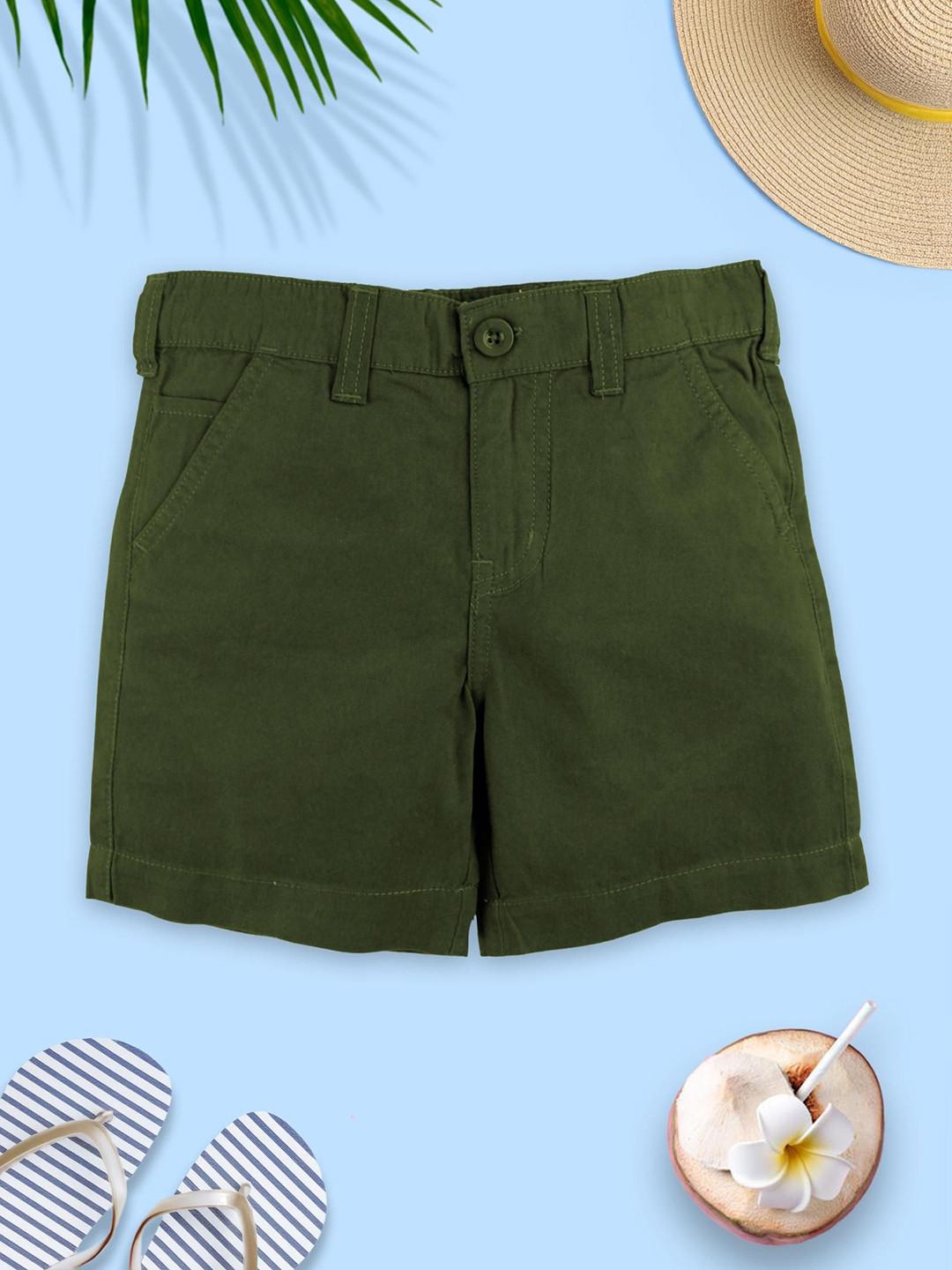 KiddoPanti Boys Pure Cotton Mid-Rise Regular Fit Shorts