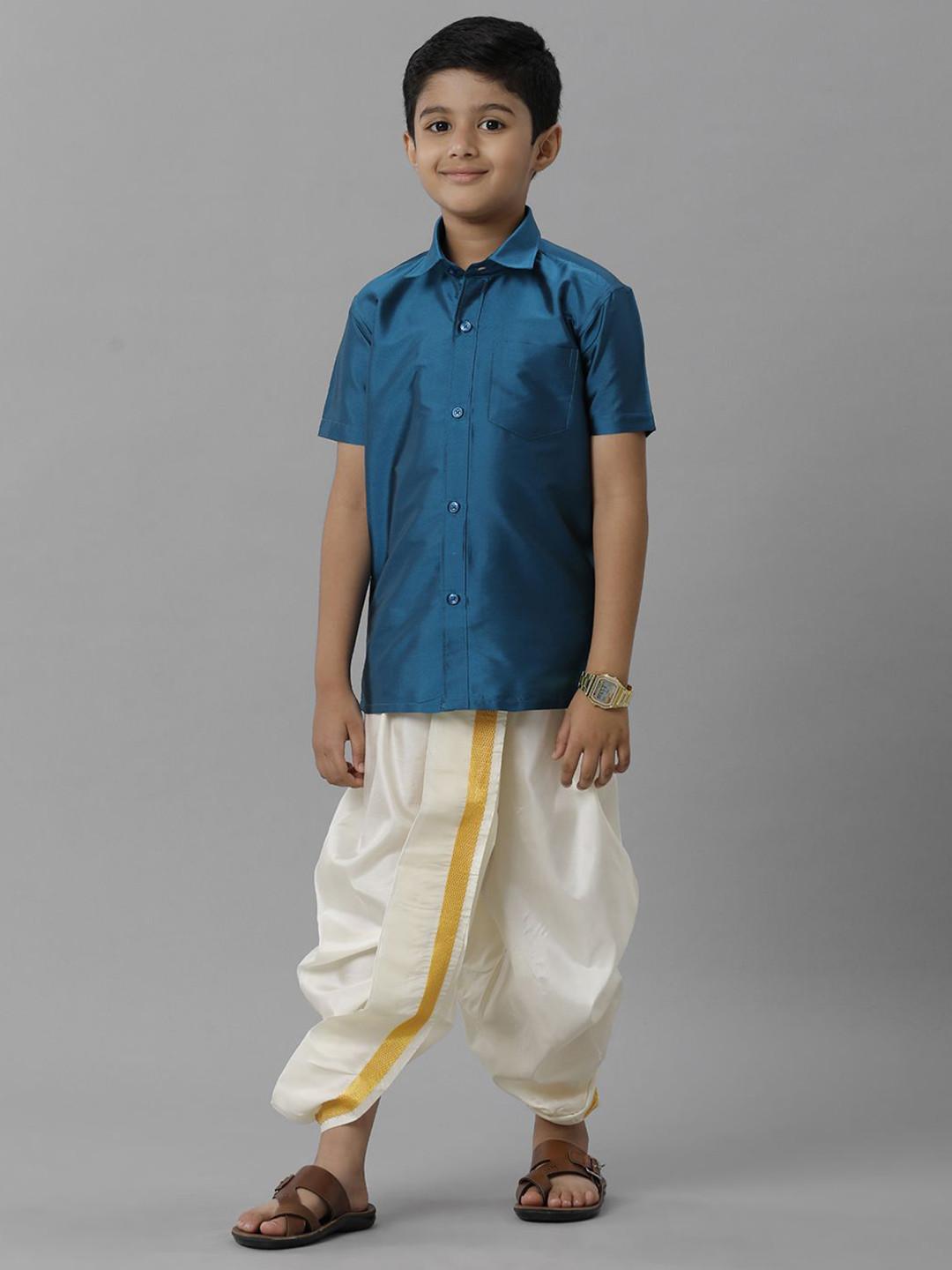 Ramraj Boys Short Sleeves Shirt With Panchakacham