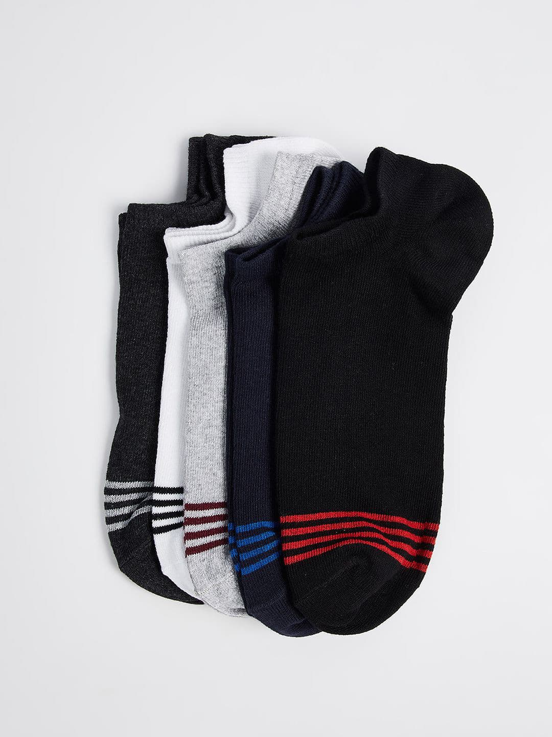 Max Pack Of 5 Men Striped No Show Socks