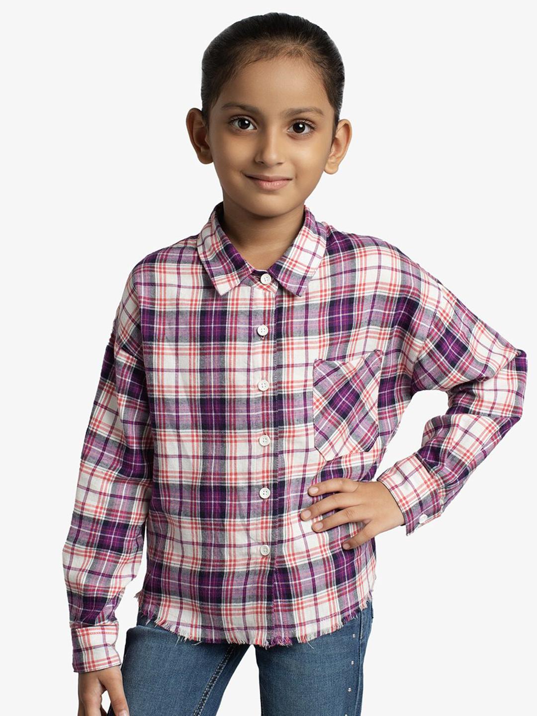 Ed-a-Mamma Oversized Checkered Checked Shirt Collar Cuffed Sleeves Style Top