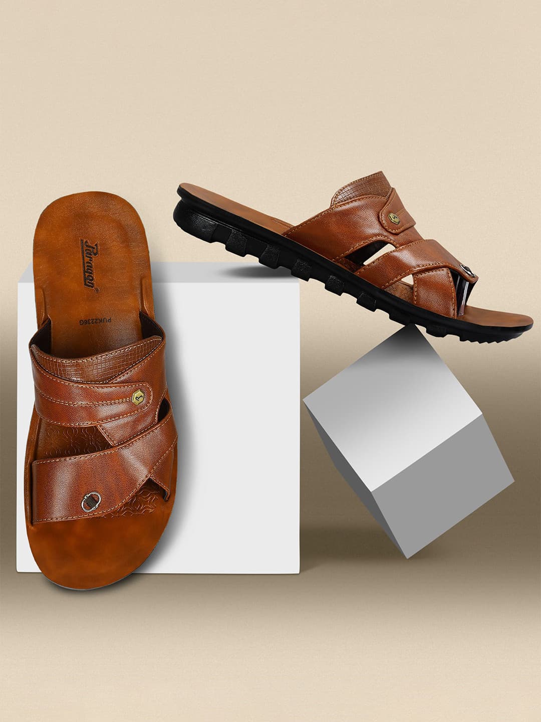 Paragon Men Comfort Slip-on Brown Sandals