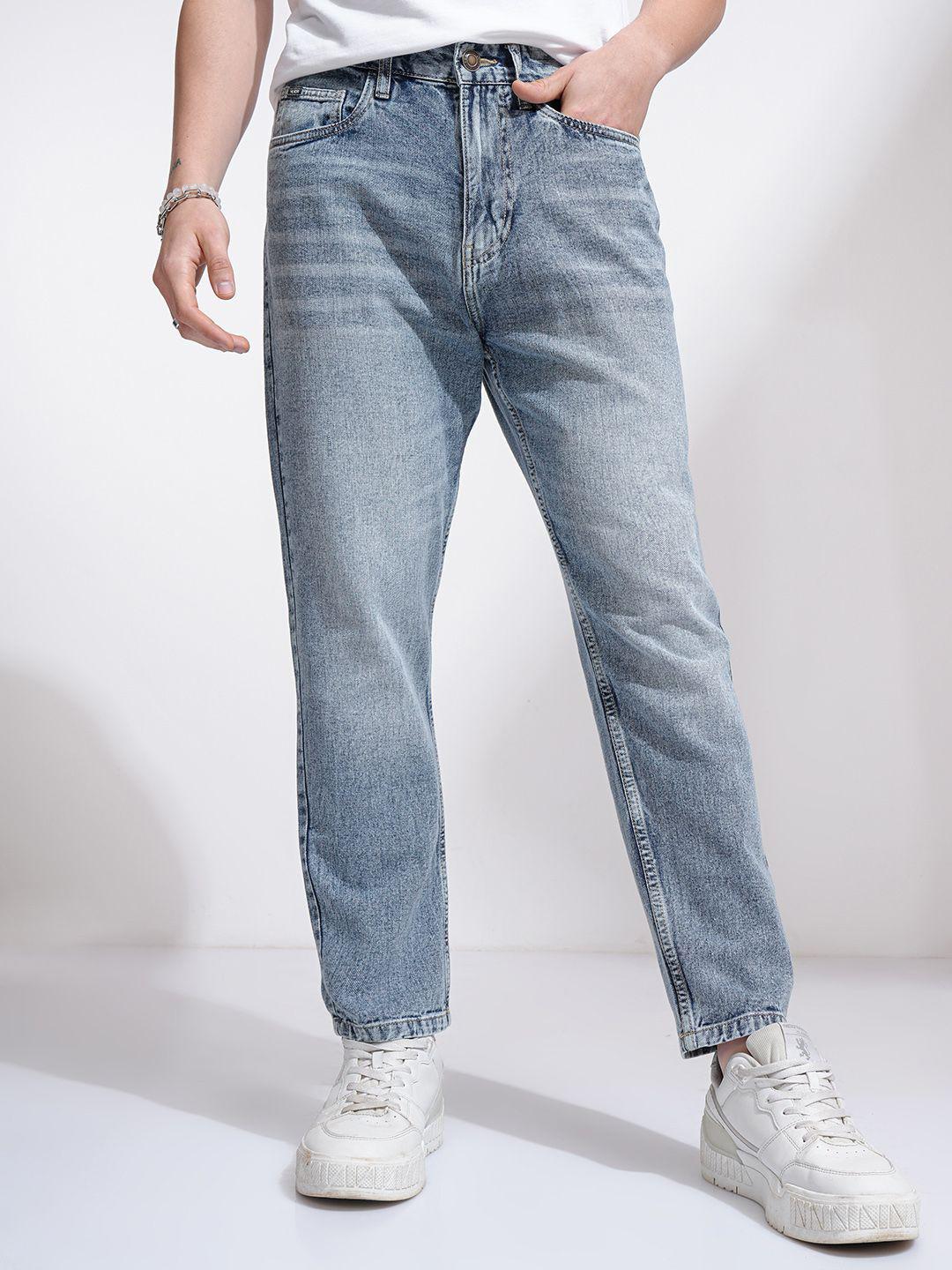 HIGHLANDER Men Cotton Relaxed Whiskers and Chevrons Fit Heavy Fade Clean Look Jeans