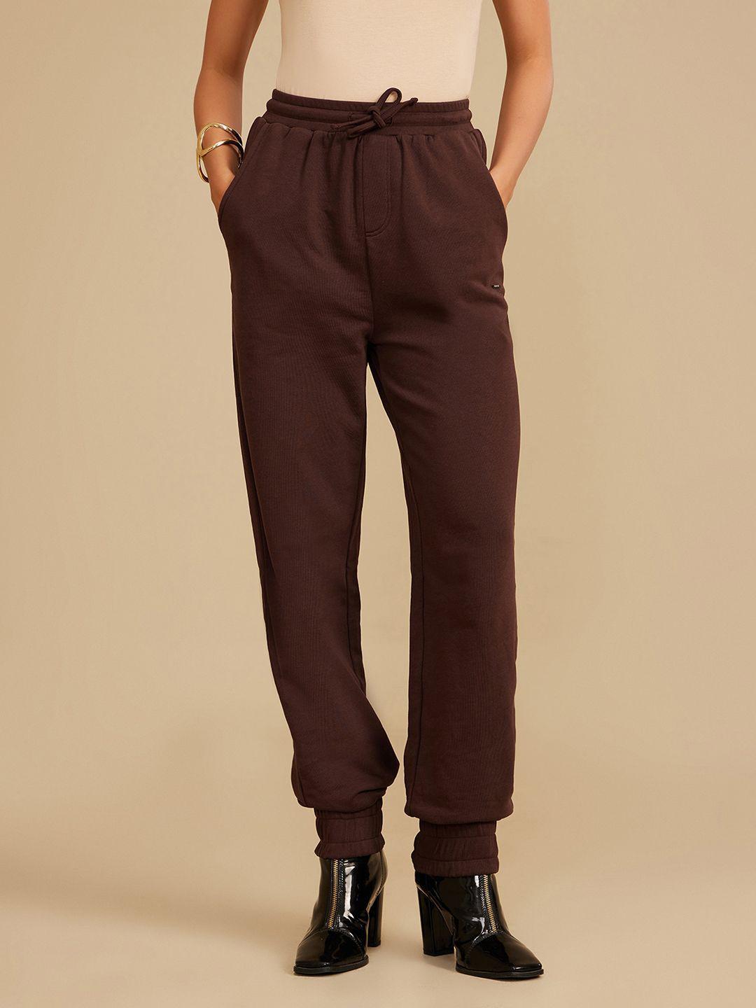 Kazo Women Printed Loose Fit High-Rise Joggers Trousers