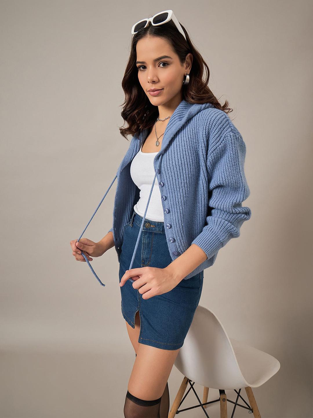 The Roadster Lifestyle Co Women Self-Designed Hooded Cardigan Sweater
